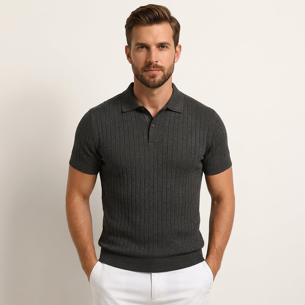 Polo da uomo — Vestibilità slim, maniche corte, patta con bottoni