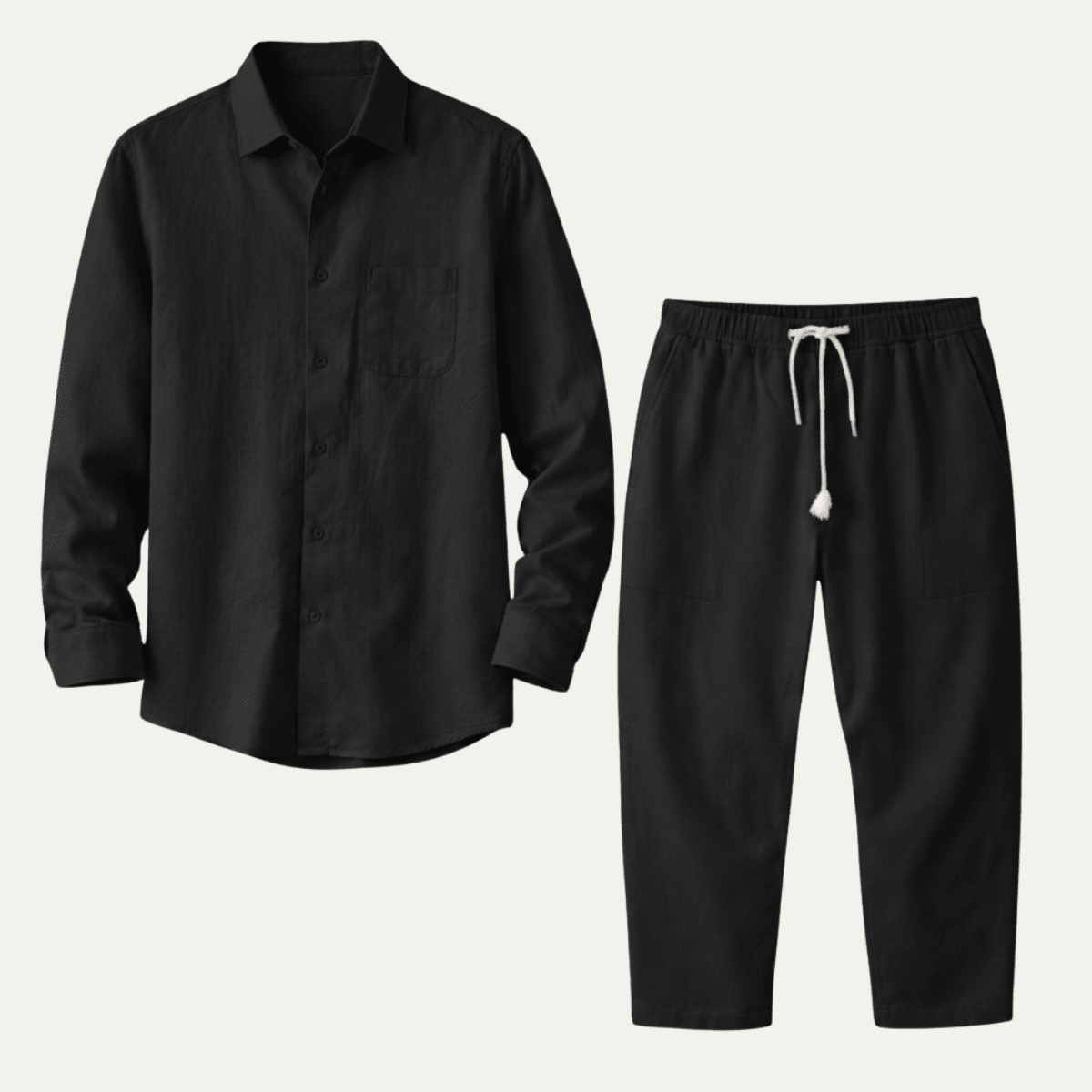 Completo camicia e pantaloni uomo — Maniche lunghe, vestibilità comoda, design coordinato