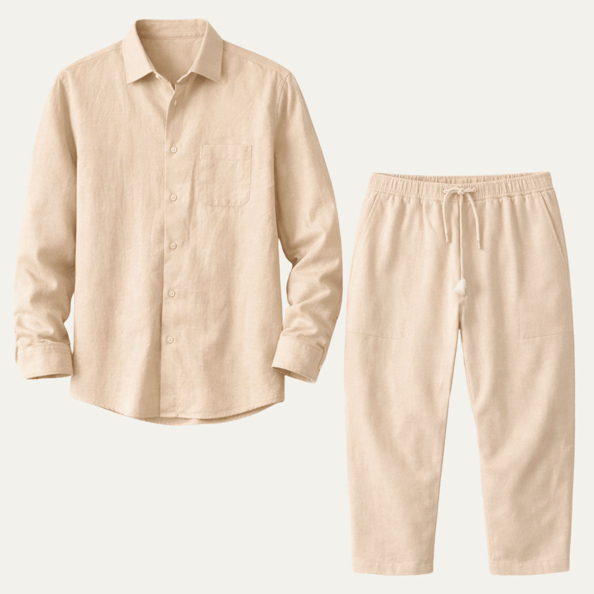 Completo camicia e pantaloni uomo — Maniche lunghe, vestibilità comoda, design coordinato