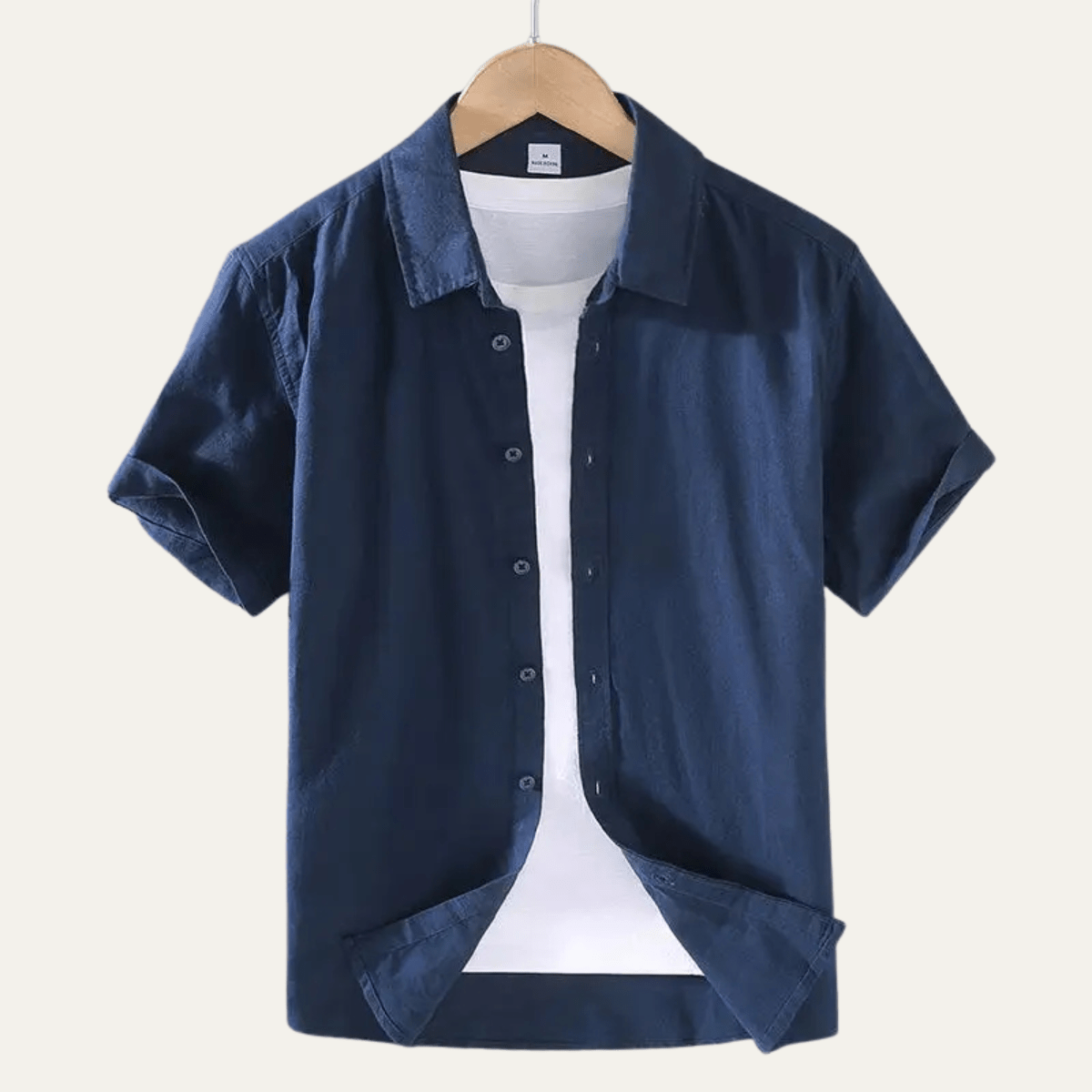 Chemise Homme — Manches Courtes Coupe Détendue Col Boutonné