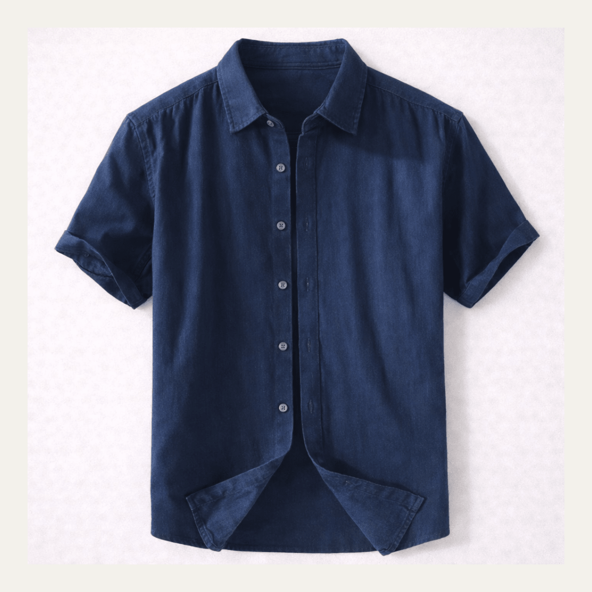 Chemise Homme — Manches Courtes Coupe Détendue Col Boutonné