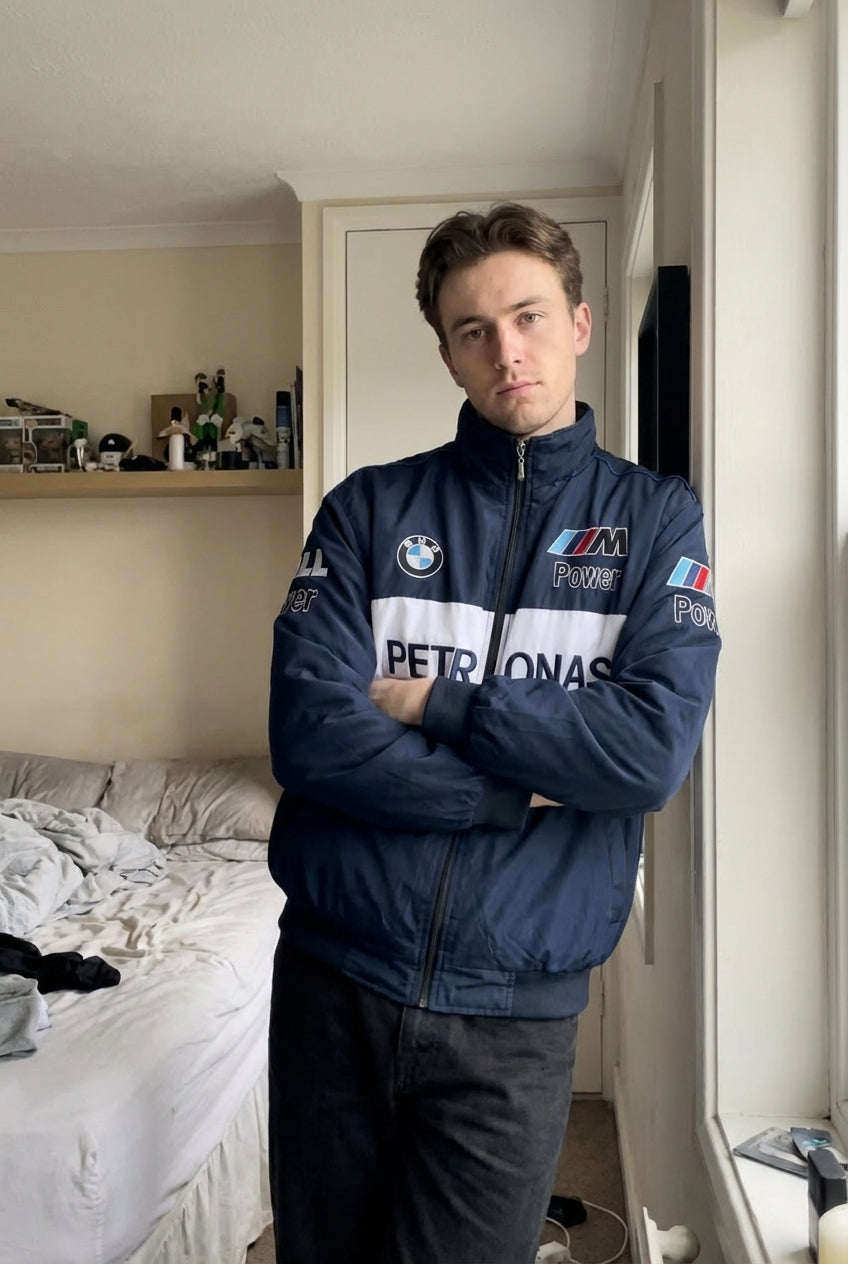 Chaqueta con cremallera del Equipo BMW Sauber F1 Azul marino | Logos de carreras M Power Petronas