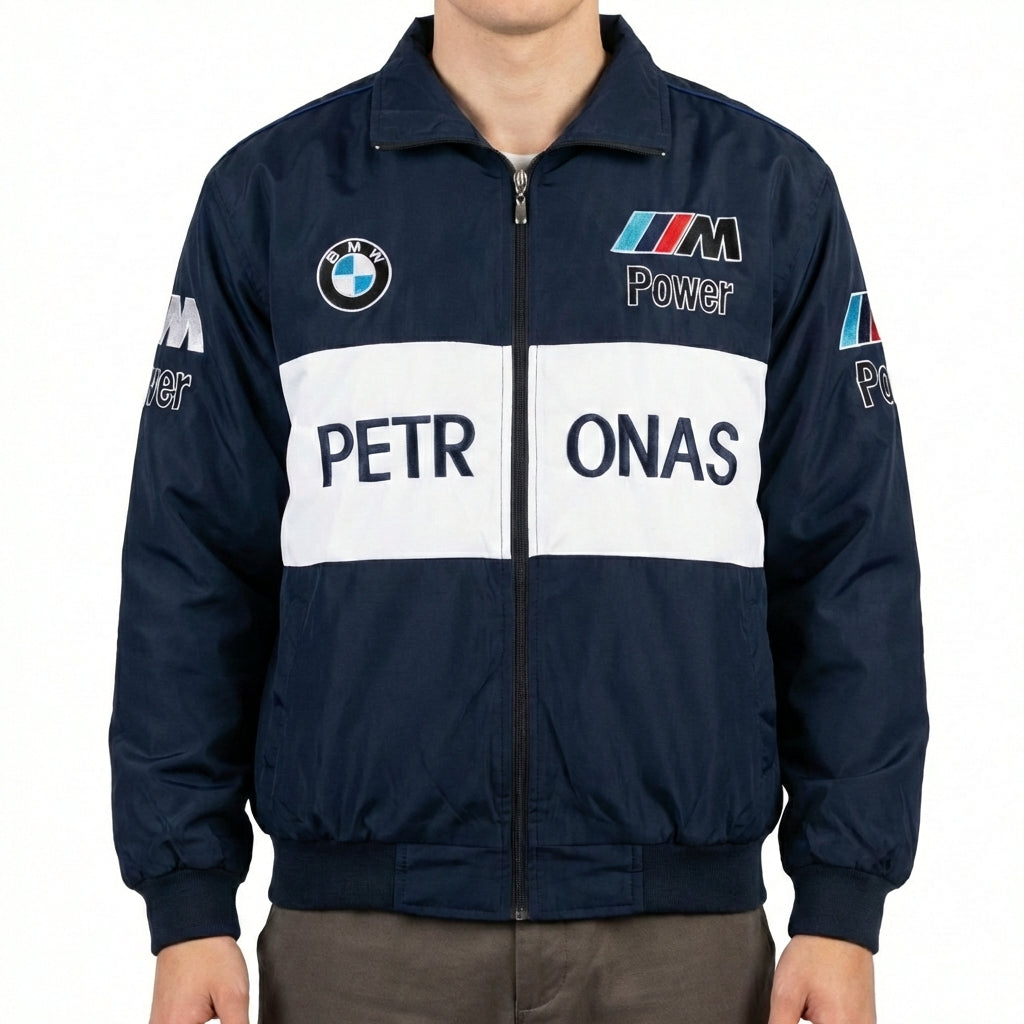 Chaqueta con cremallera del Equipo BMW Sauber F1 Azul marino | Logos de carreras M Power Petronas