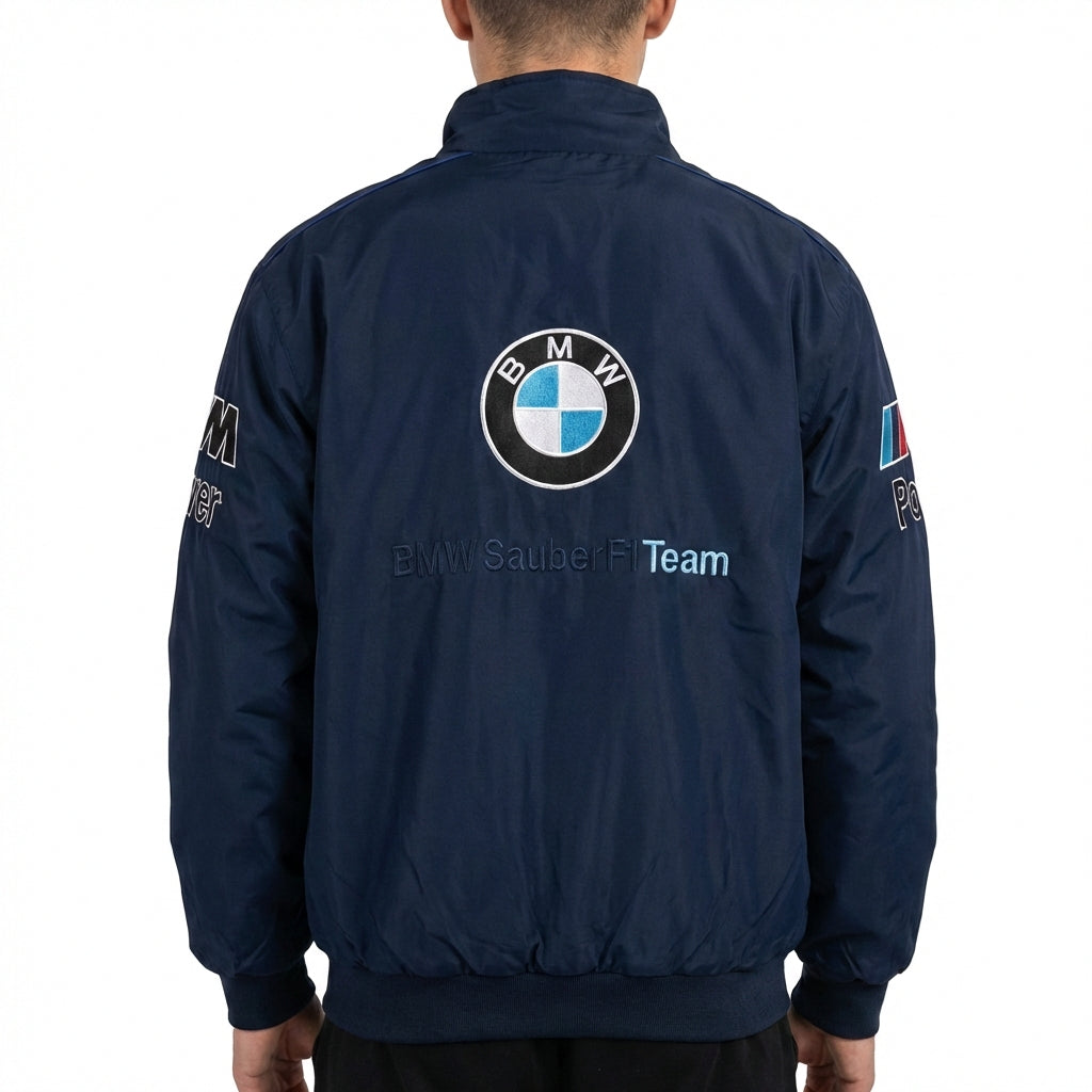Chaqueta con cremallera del Equipo BMW Sauber F1 Azul marino | Logos de carreras M Power Petronas