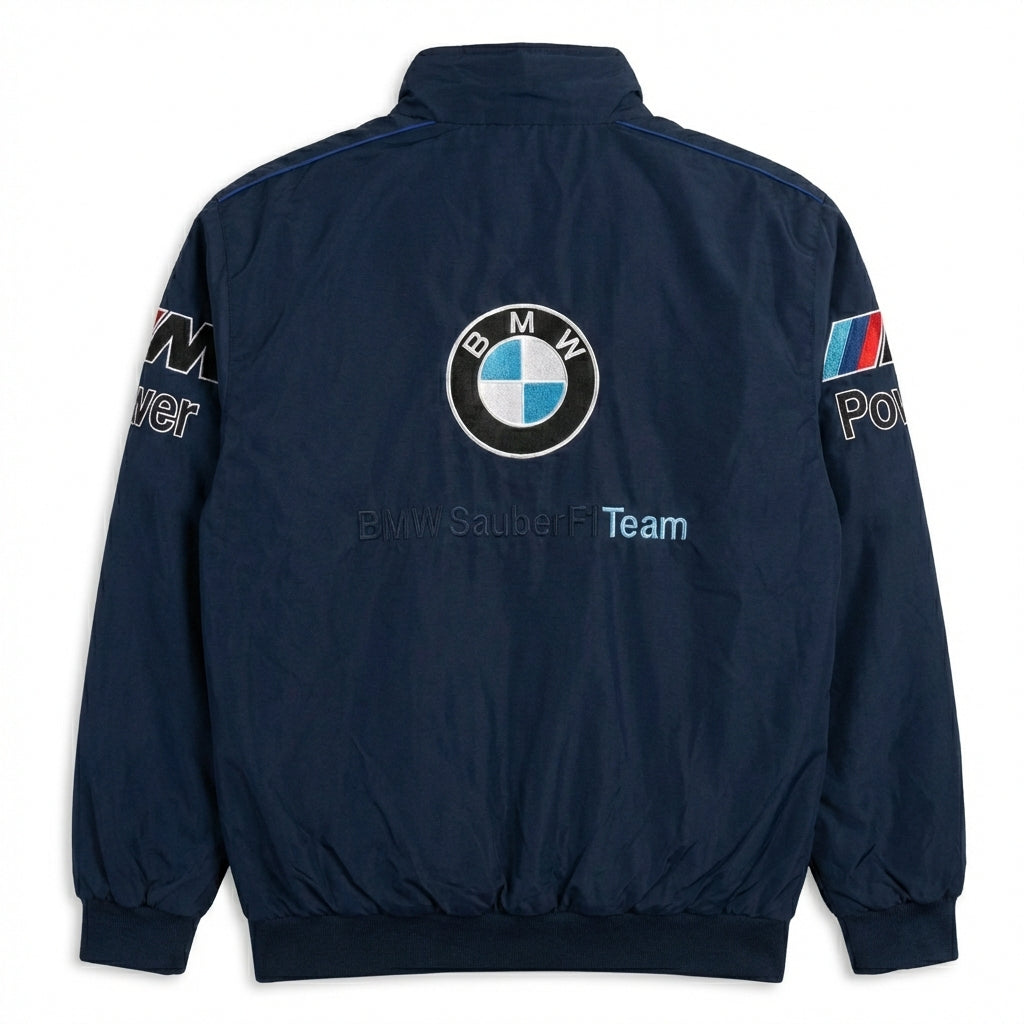 Chaqueta con cremallera del Equipo BMW Sauber F1 Azul marino | Logos de carreras M Power Petronas