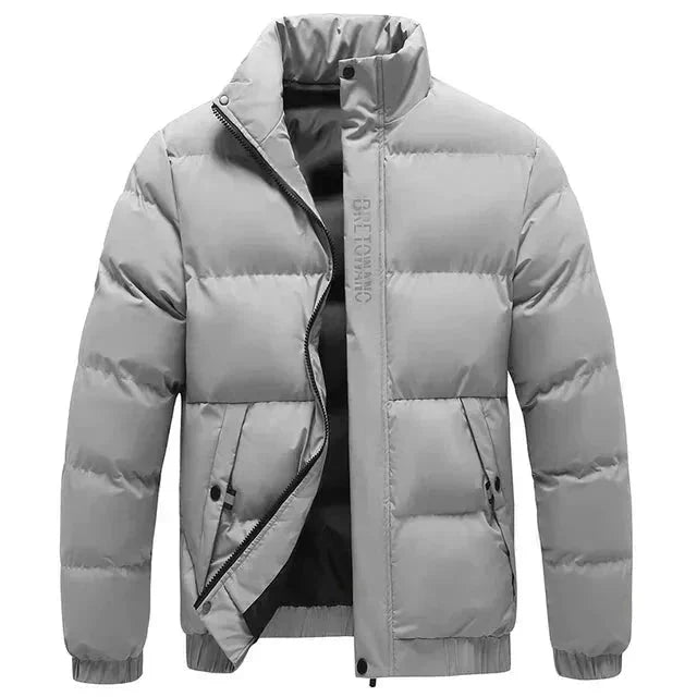Steppjacke Herren, Stehkragen, winddicht, isoliert, Druckknöpfe