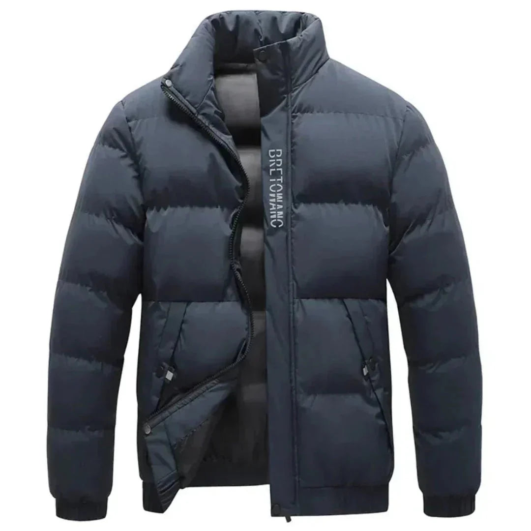 Doudoune homme col montant, coupe coupe-vent, isolée, fermeture pression