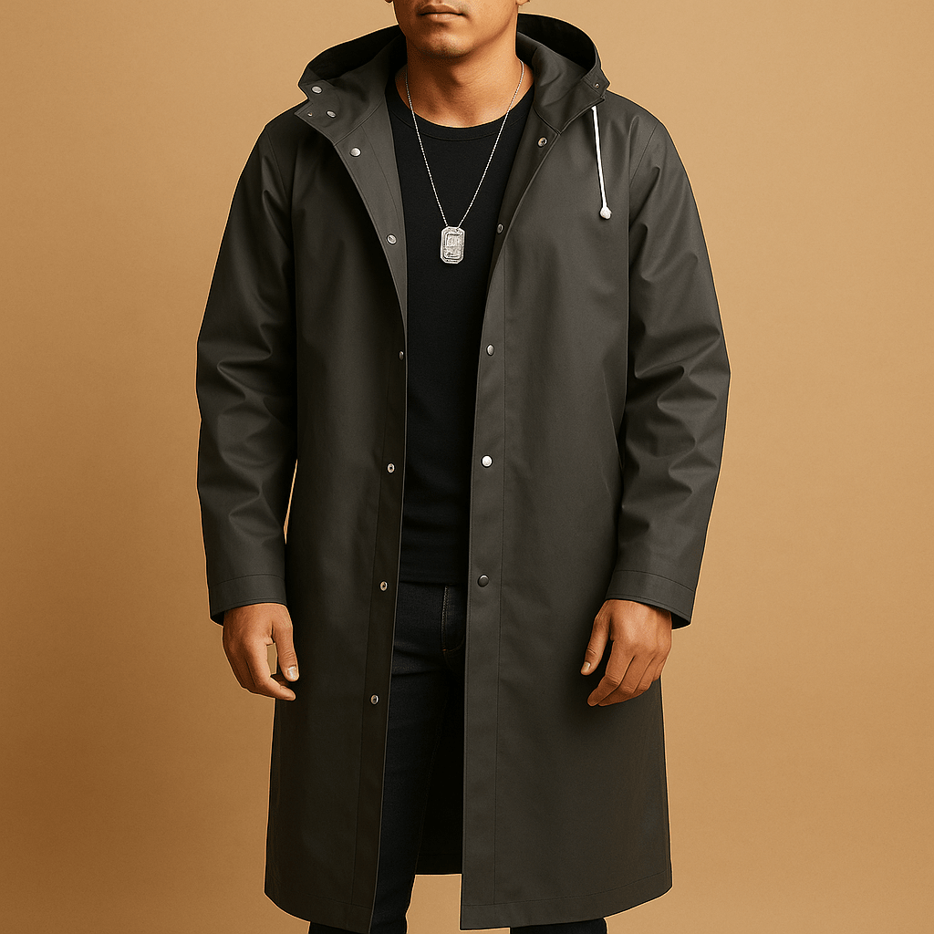 Imperméable homme long, coupe extérieure étanche