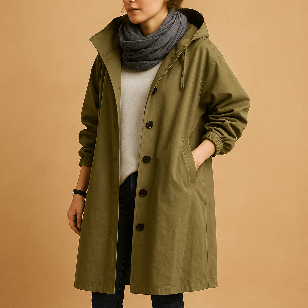 Raincoat Women Long Waterproof Design with Adjustable Waist