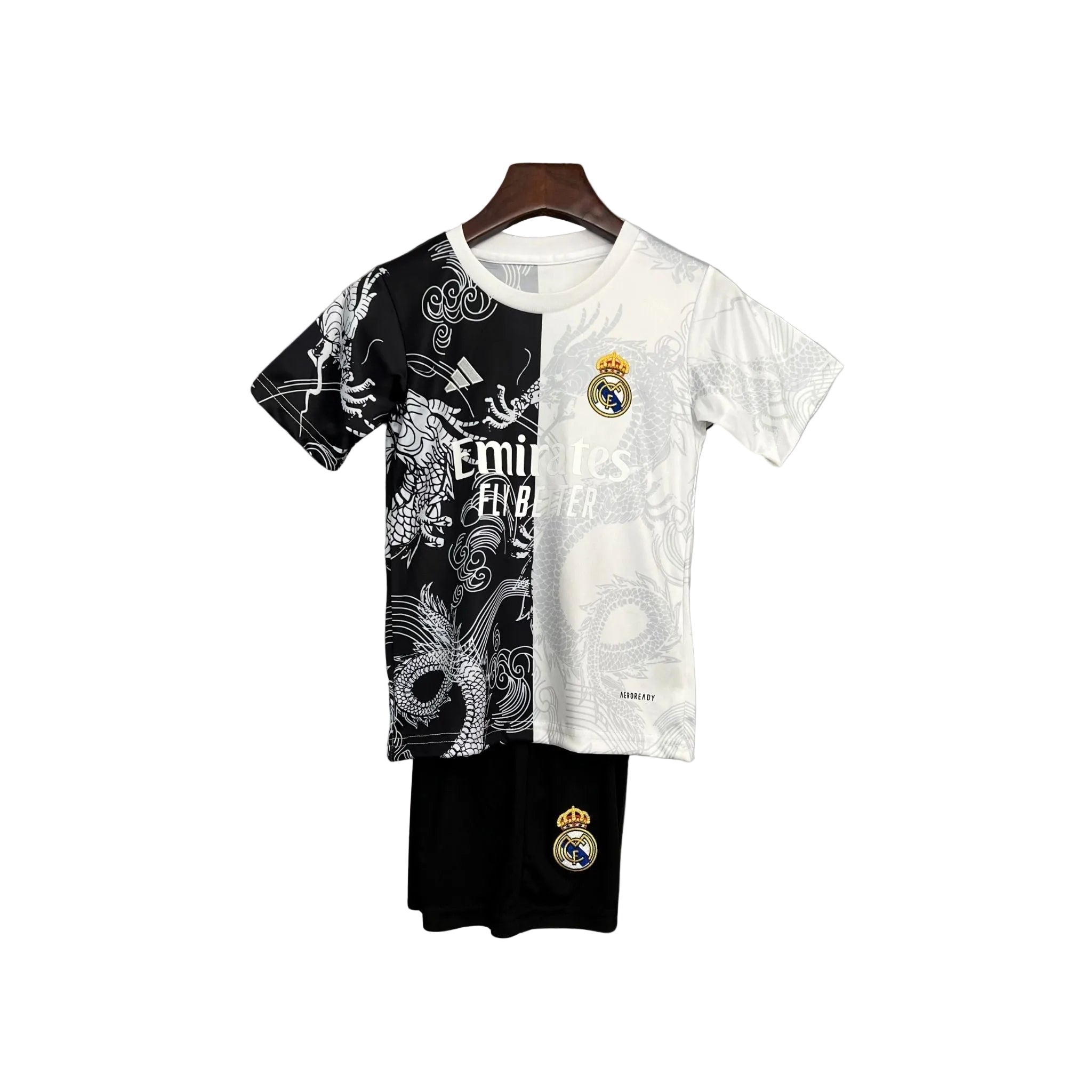 Real Madrid Halb weiß Halb schwarz Drachen Kindertrikot