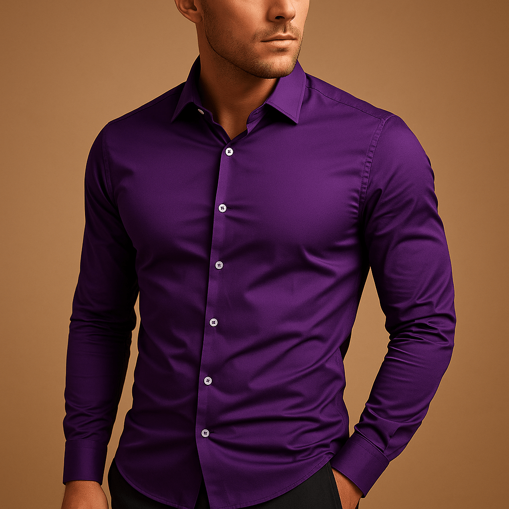 Camicia uomo, vestibilità slim, collo classico, stile moderno