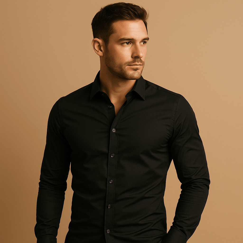 Chemise homme, coupe slim, col rabattu, style moderne
