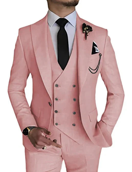 Herren Anzug Zweireihig Formelle Passform Eleganter Look