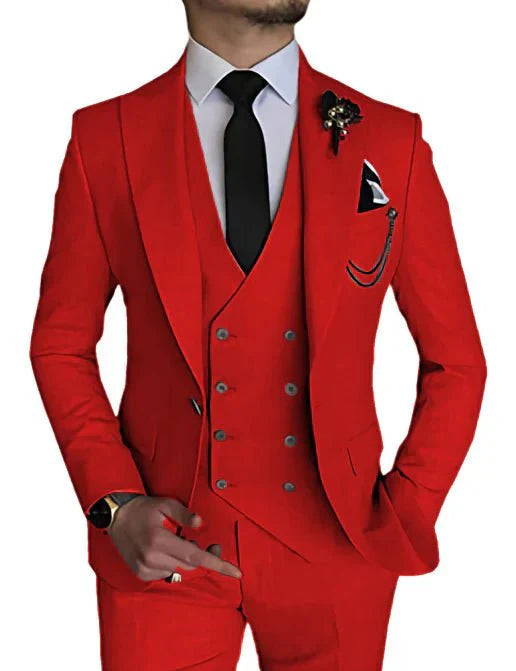 Herren Anzug Zweireihig Formelle Passform Eleganter Look