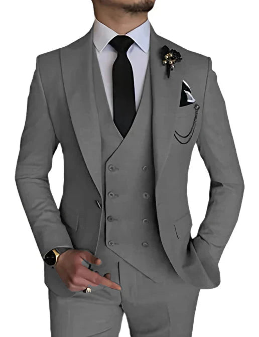 Herren Anzug Zweireihig Formelle Passform Eleganter Look