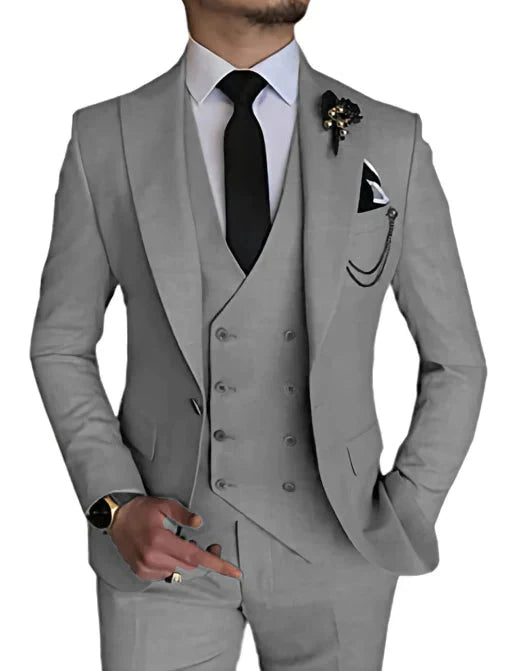 Herren Anzug Zweireihig Formelle Passform Eleganter Look