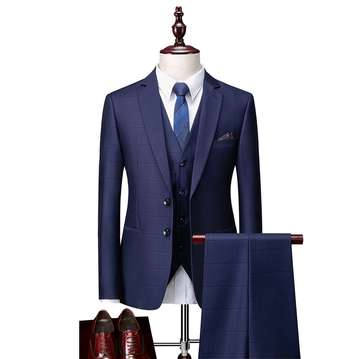 Traje para hombre con ajuste slim formal de 3 piezas y estilo definido