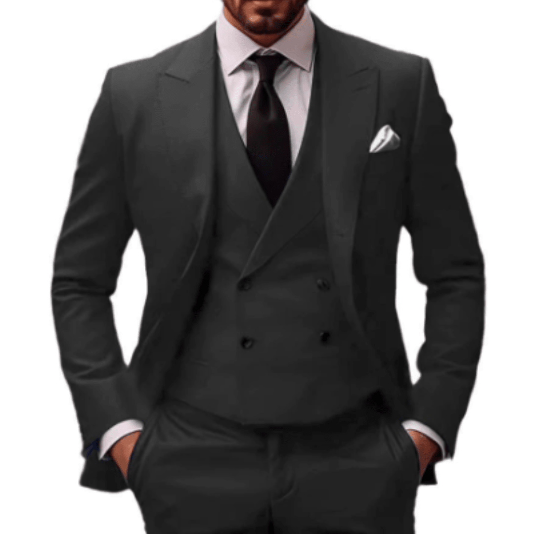 Traje para hombre de tres piezas con ajuste cómodo y estilo refinado