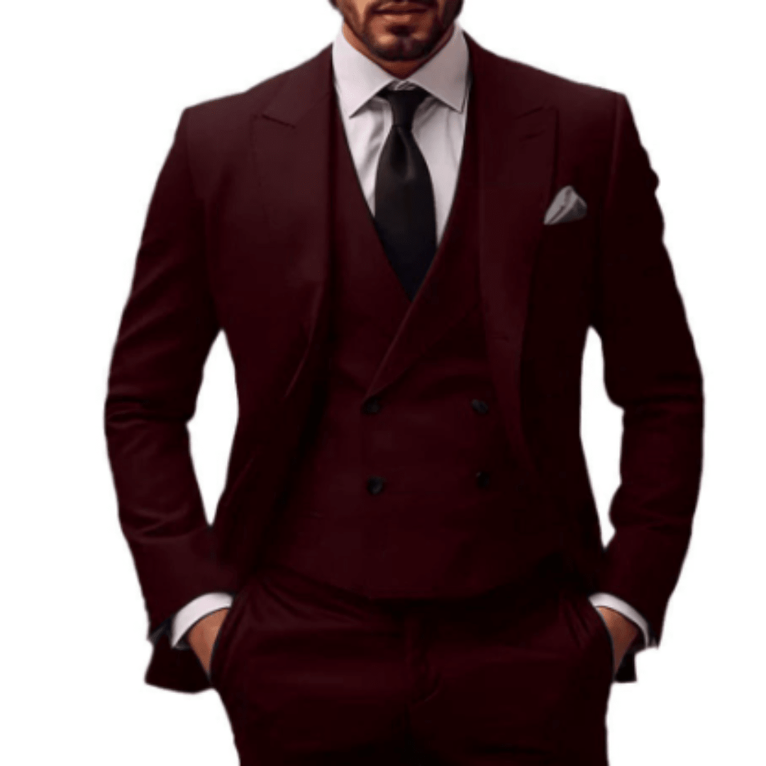 Traje para hombre de tres piezas con ajuste cómodo y estilo refinado