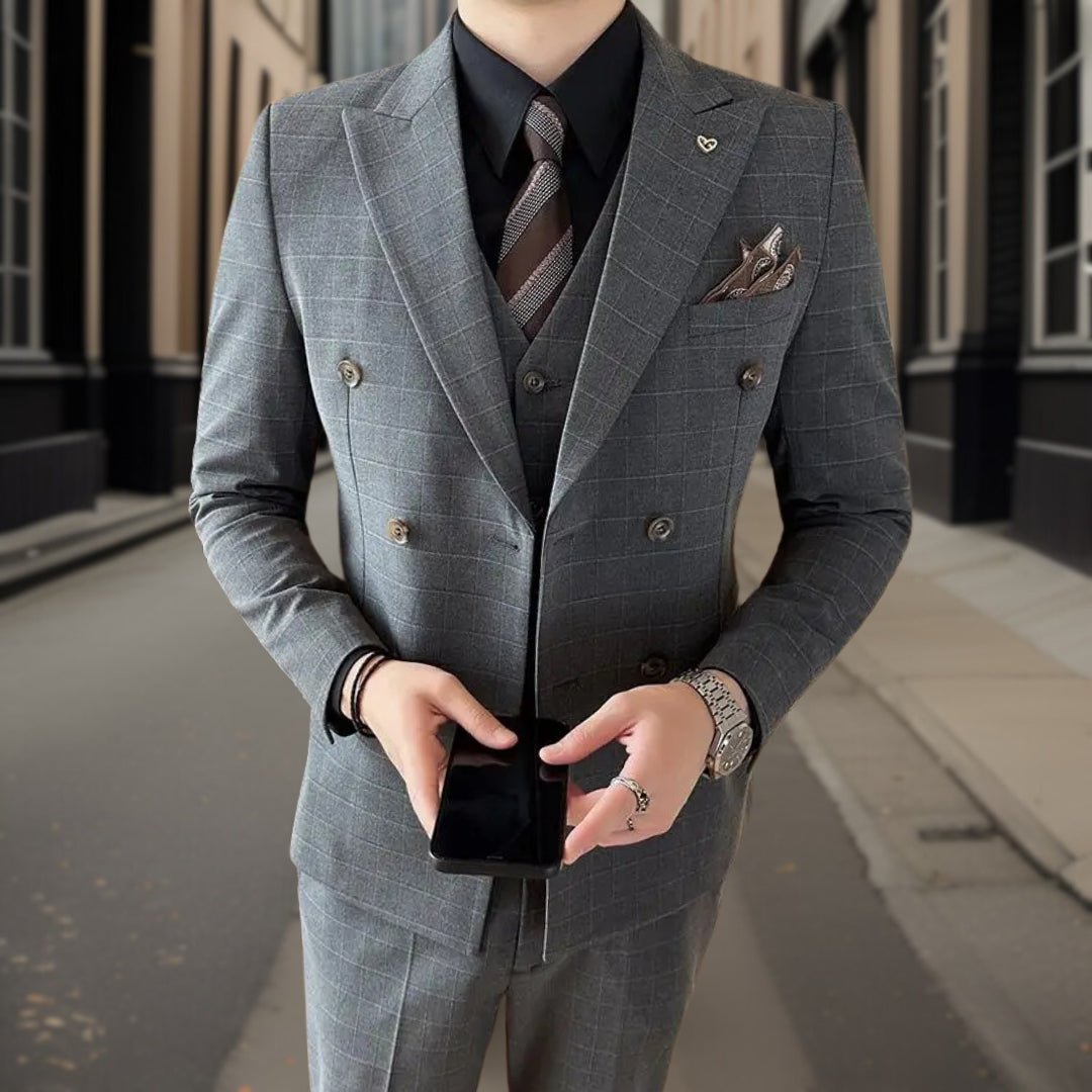 Completo Uomo Classico 3 Pezzi Vestibilità Stile Senza Tempo