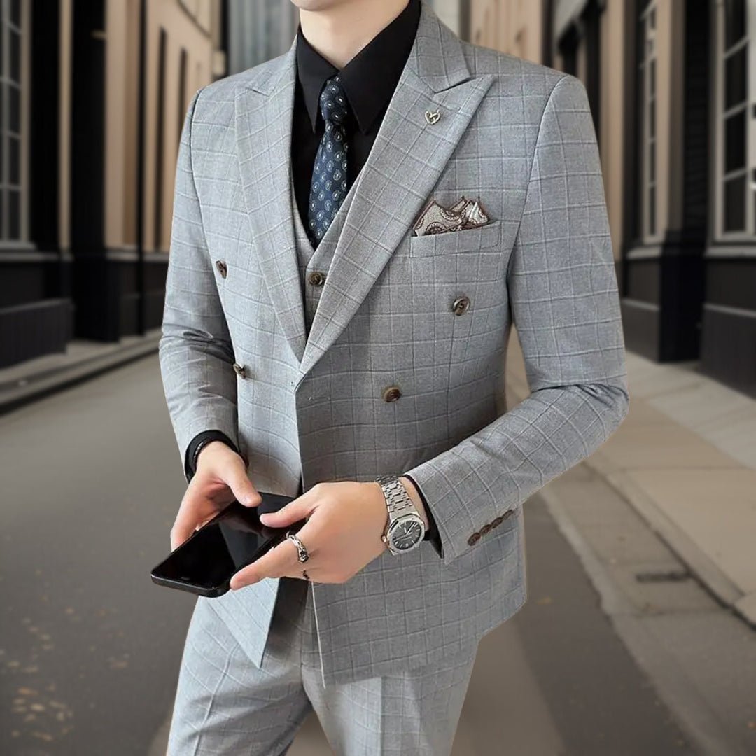 Completo Uomo Classico 3 Pezzi Vestibilità Stile Senza Tempo