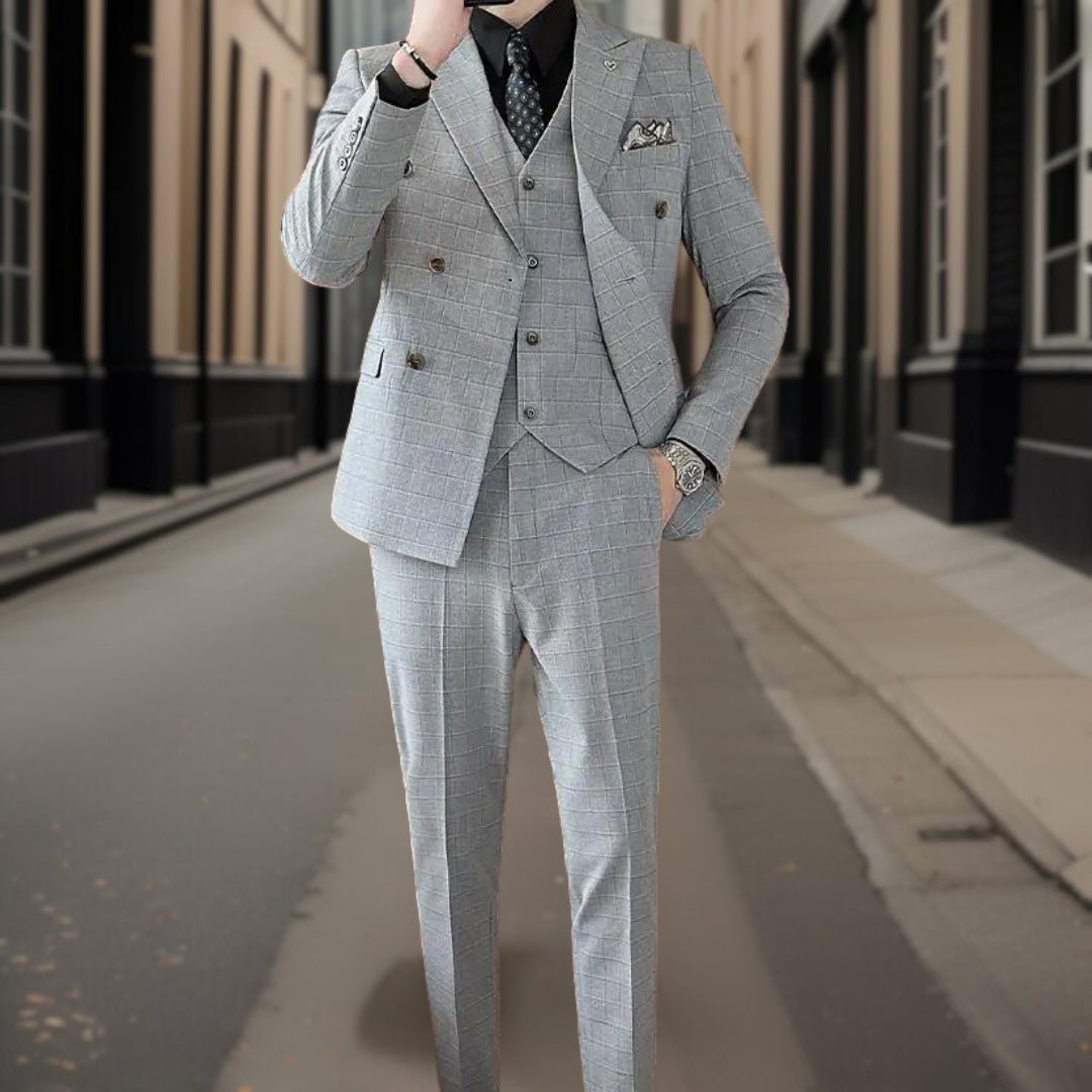 Completo Uomo Classico 3 Pezzi Vestibilità Stile Senza Tempo