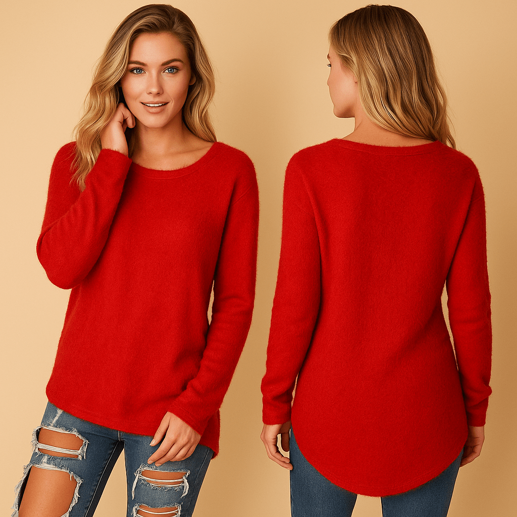 Maglione Donna Leggero Maglia Lavorata Girocollo Vestibilità Comoda
