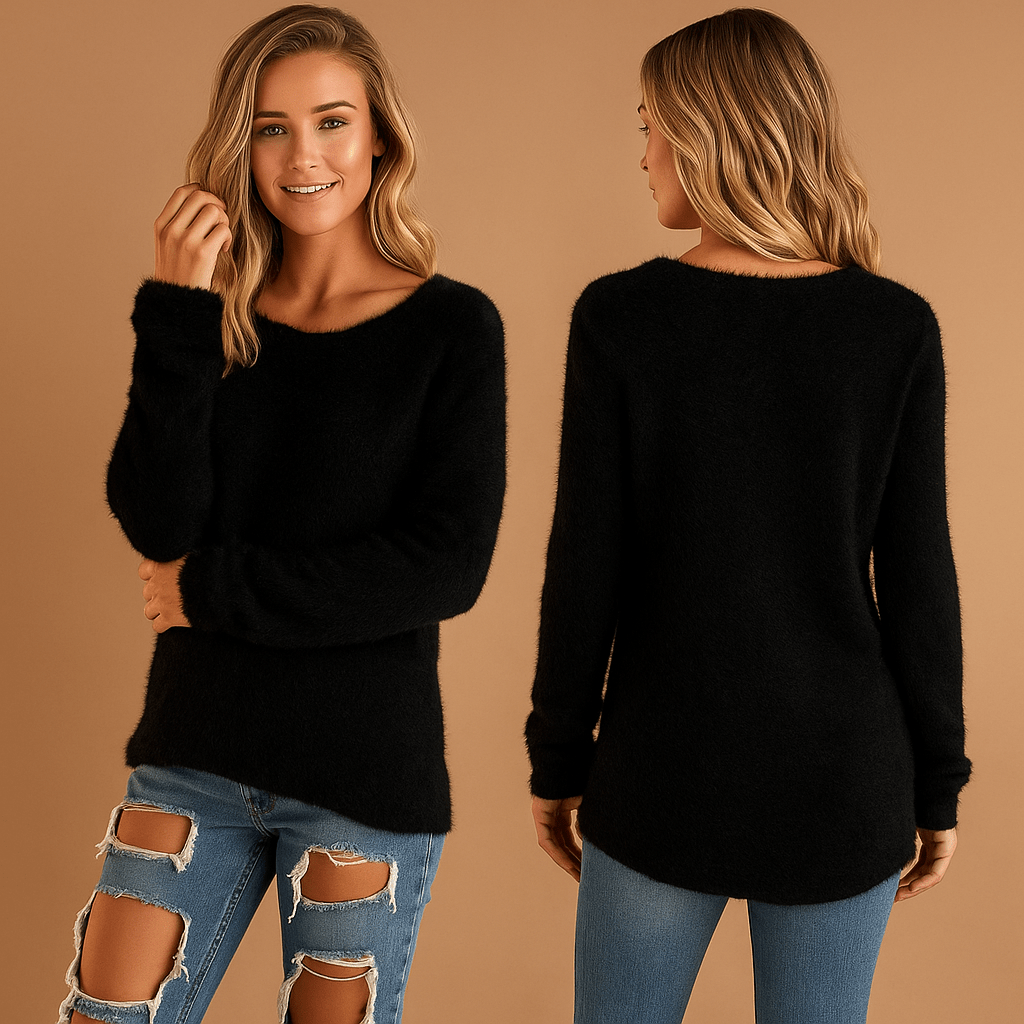 Maglione Donna Leggero Maglia Lavorata Girocollo Vestibilità Comoda