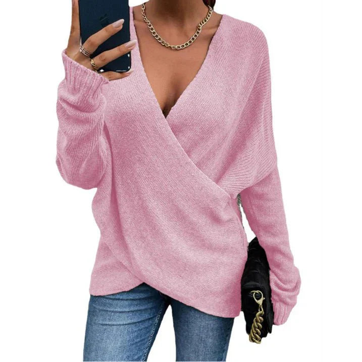 Maglione Donna Moderno Vestibilità Incrociata Stile Quotidiano