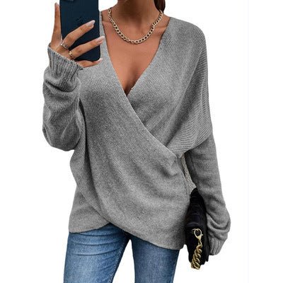 Maglione Donna Moderno Vestibilità Incrociata Stile Quotidiano
