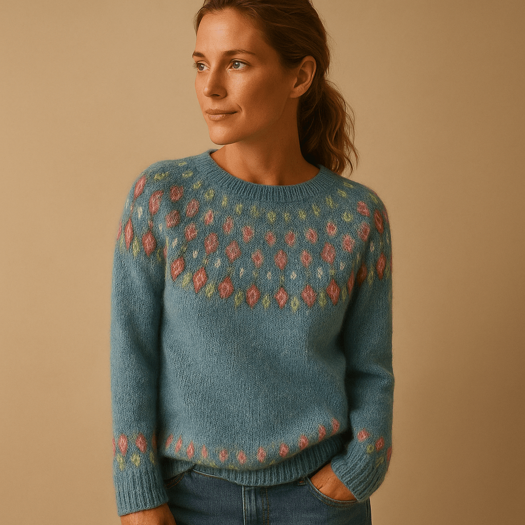 Maglione Donna Design Stampato con Scollo Classico e Vestibilità Comoda