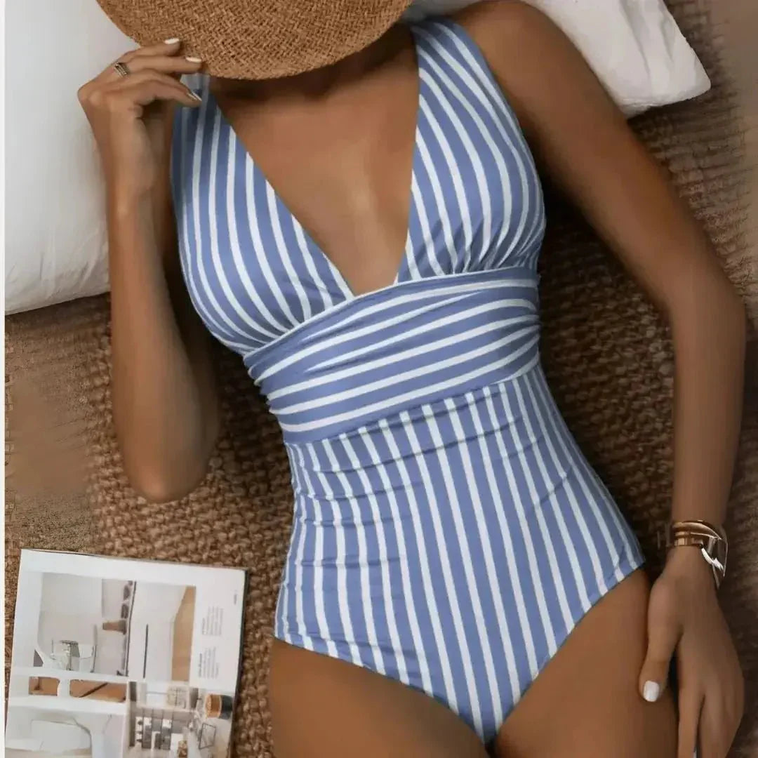 Maillot de bain une pièce femme décolleté profond col halter bonnets amovibles