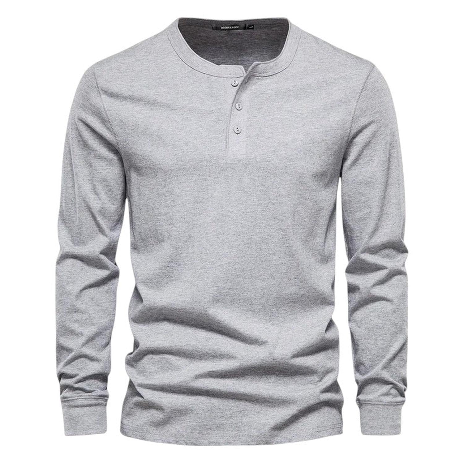 T-Shirt Herren Langarm Kragenlos