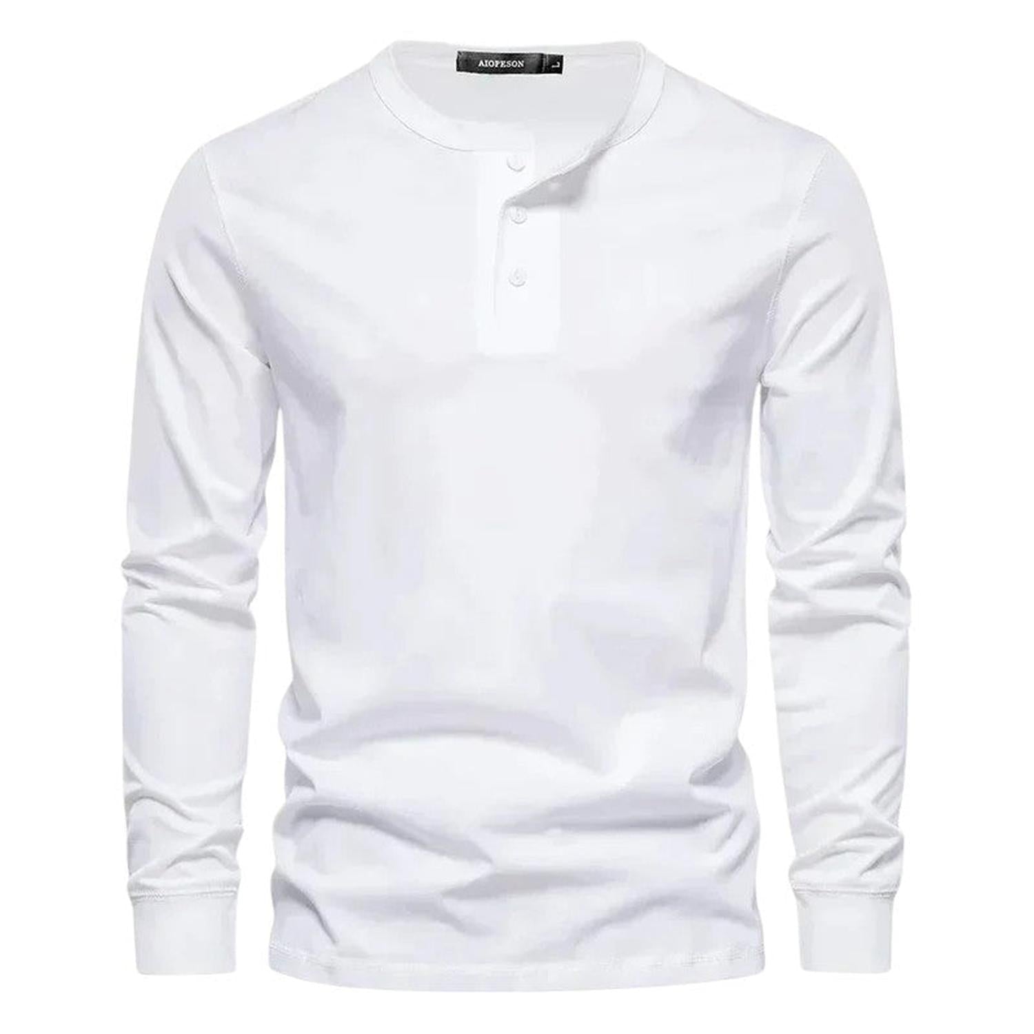 T-Shirt Herren Langarm Kragenlos