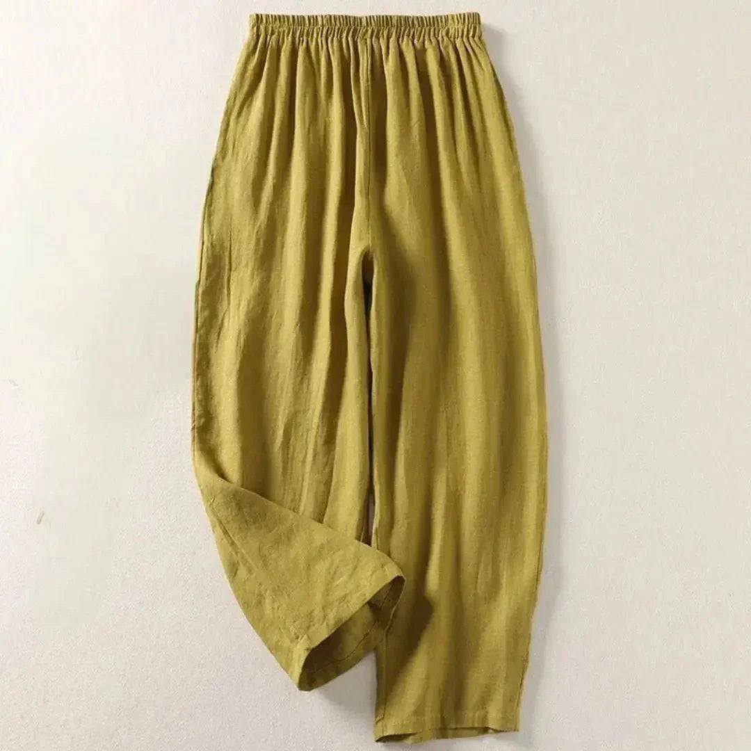 Damen Hose, lockere Passform, verkürzte Länge, elastischer Bund
