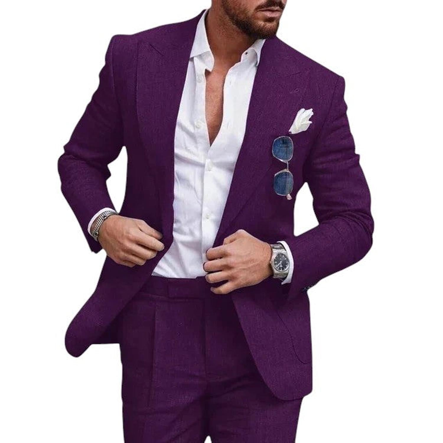 Hochzeitsanzug Herren Leinen 2-teilig Einreihig Sommer-Set