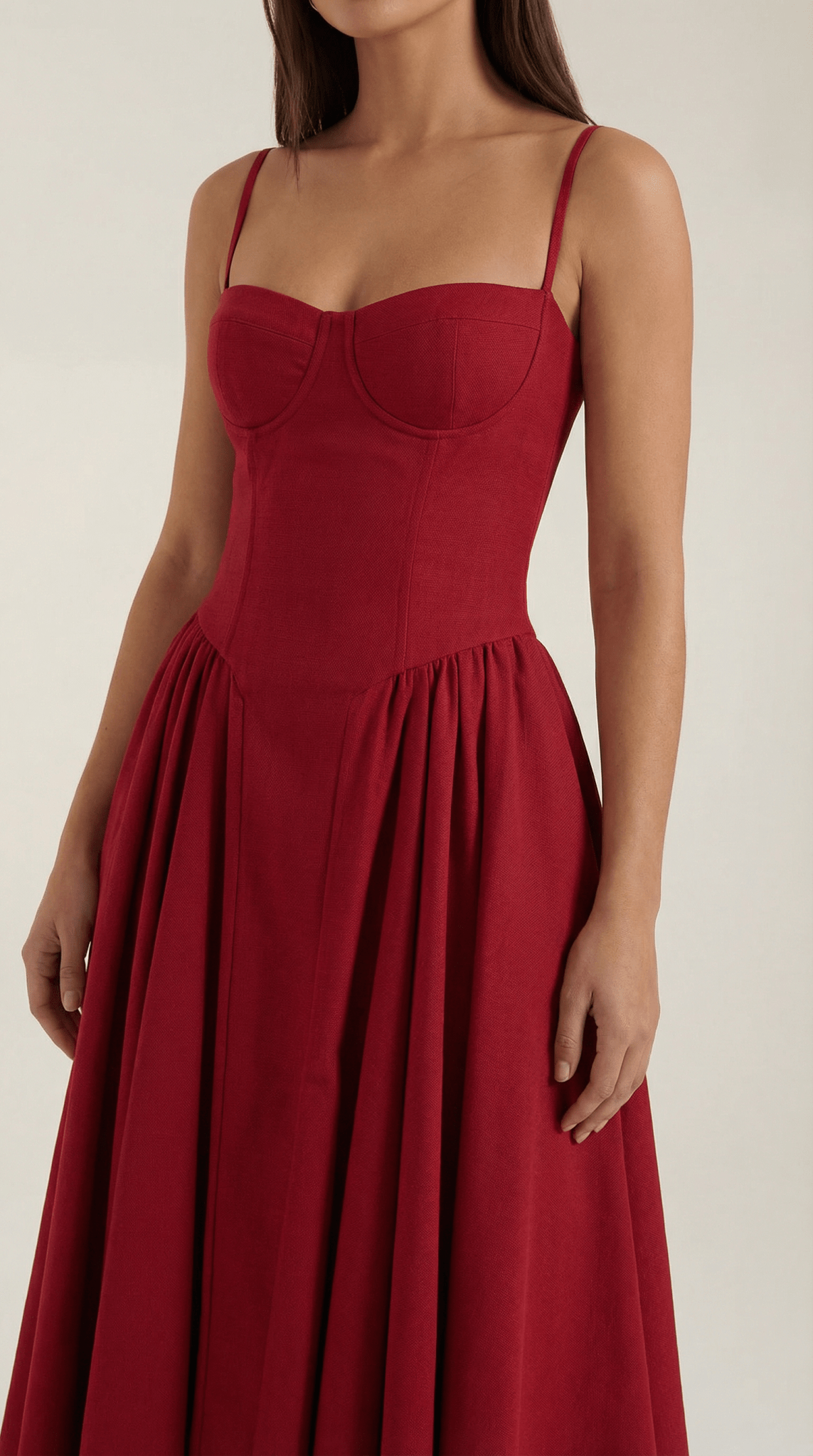 Damen Midikleid Korsett-Schnitt Herzausschnitt Design
