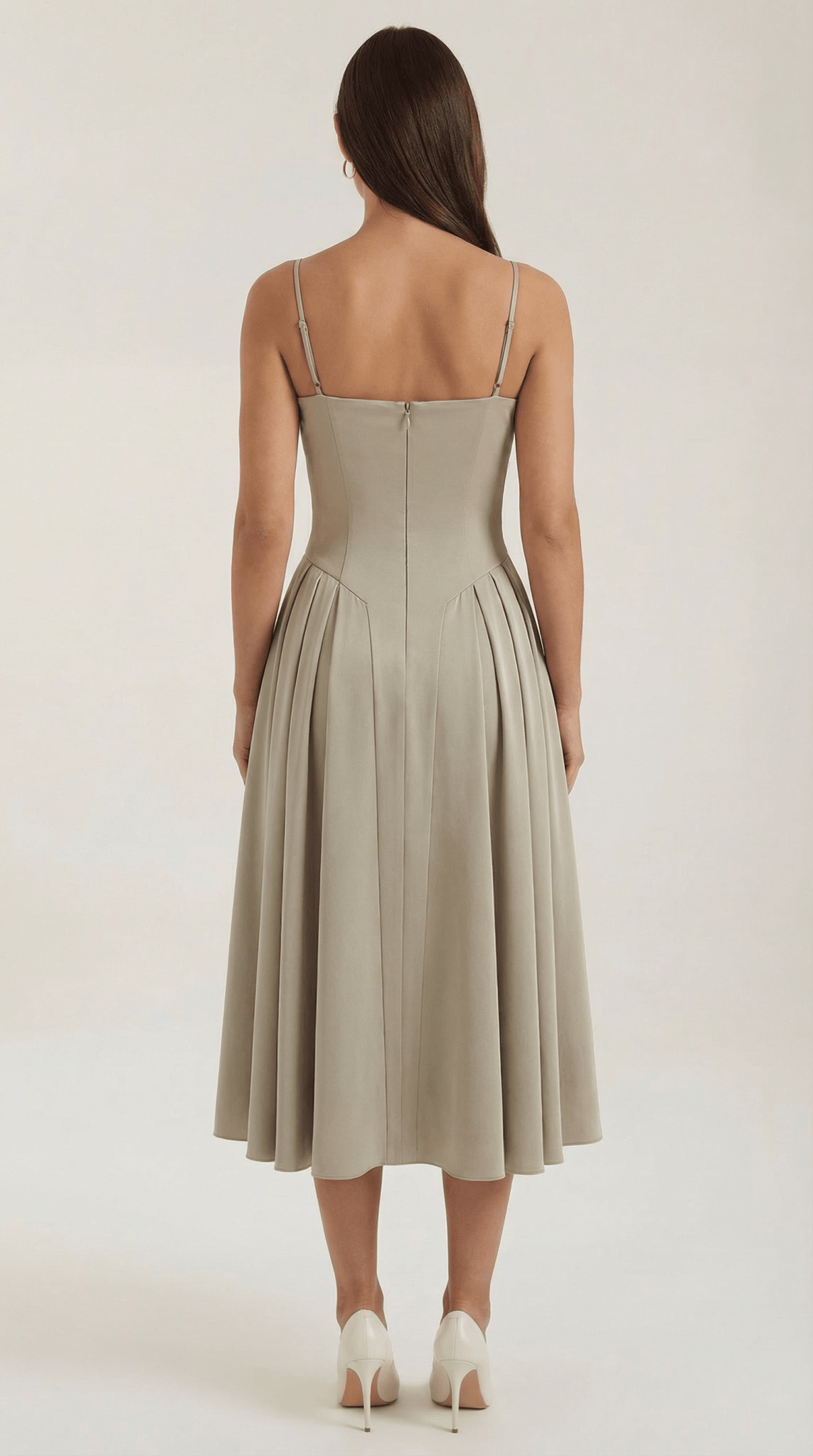 Damen Midikleid Korsett-Schnitt Herzausschnitt Design