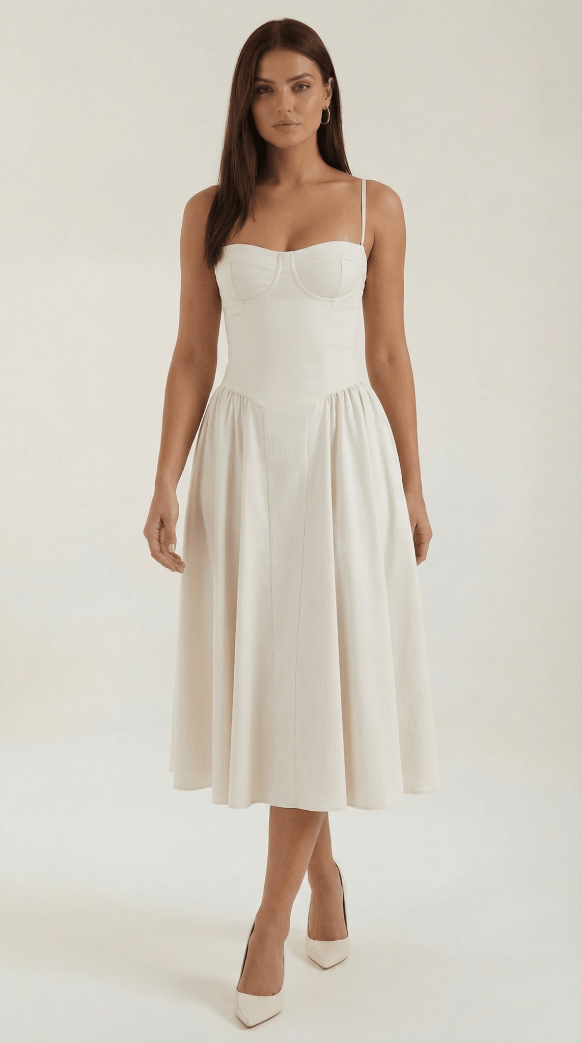 Damen Midikleid Korsett-Schnitt Herzausschnitt Design