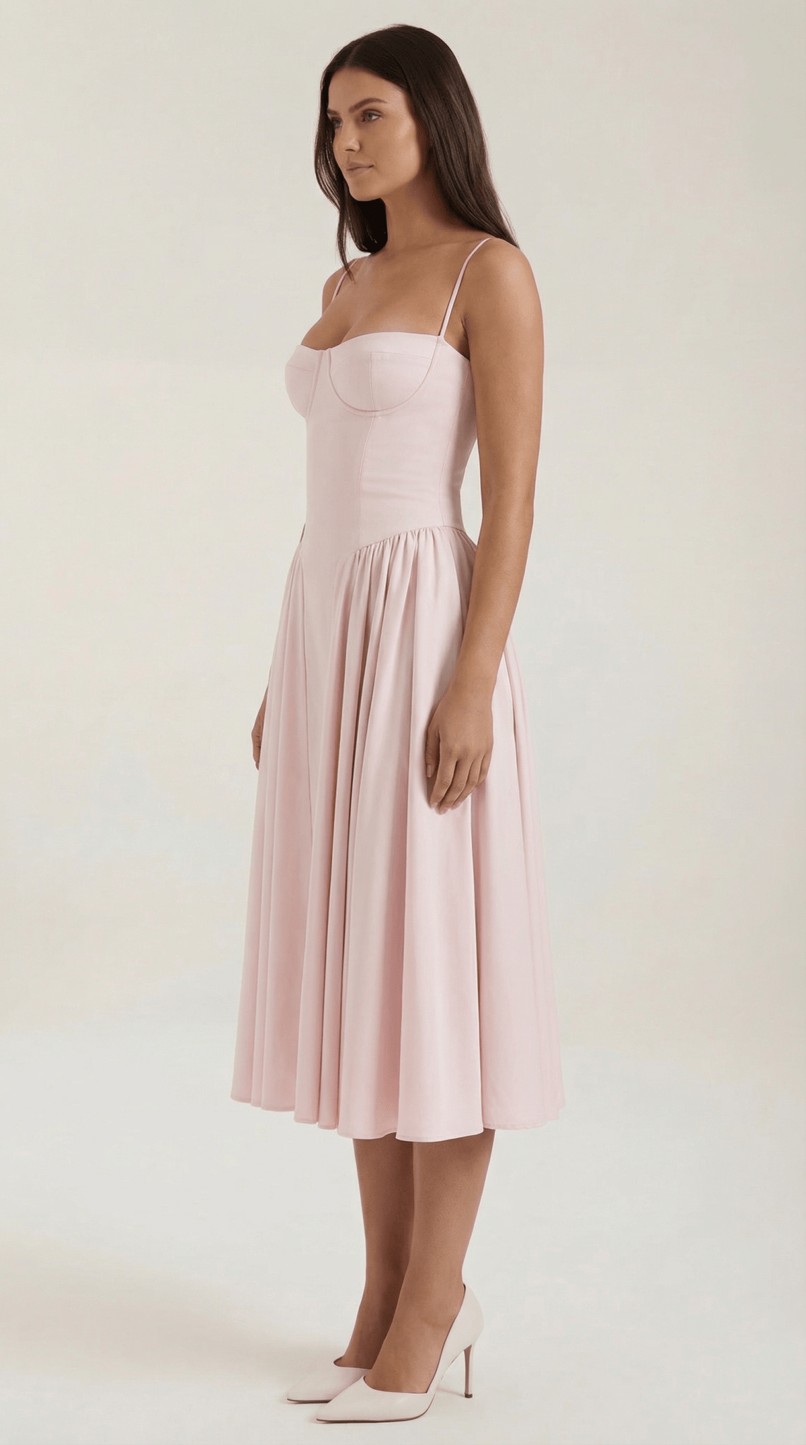Damen Midikleid Korsett-Schnitt Herzausschnitt Design