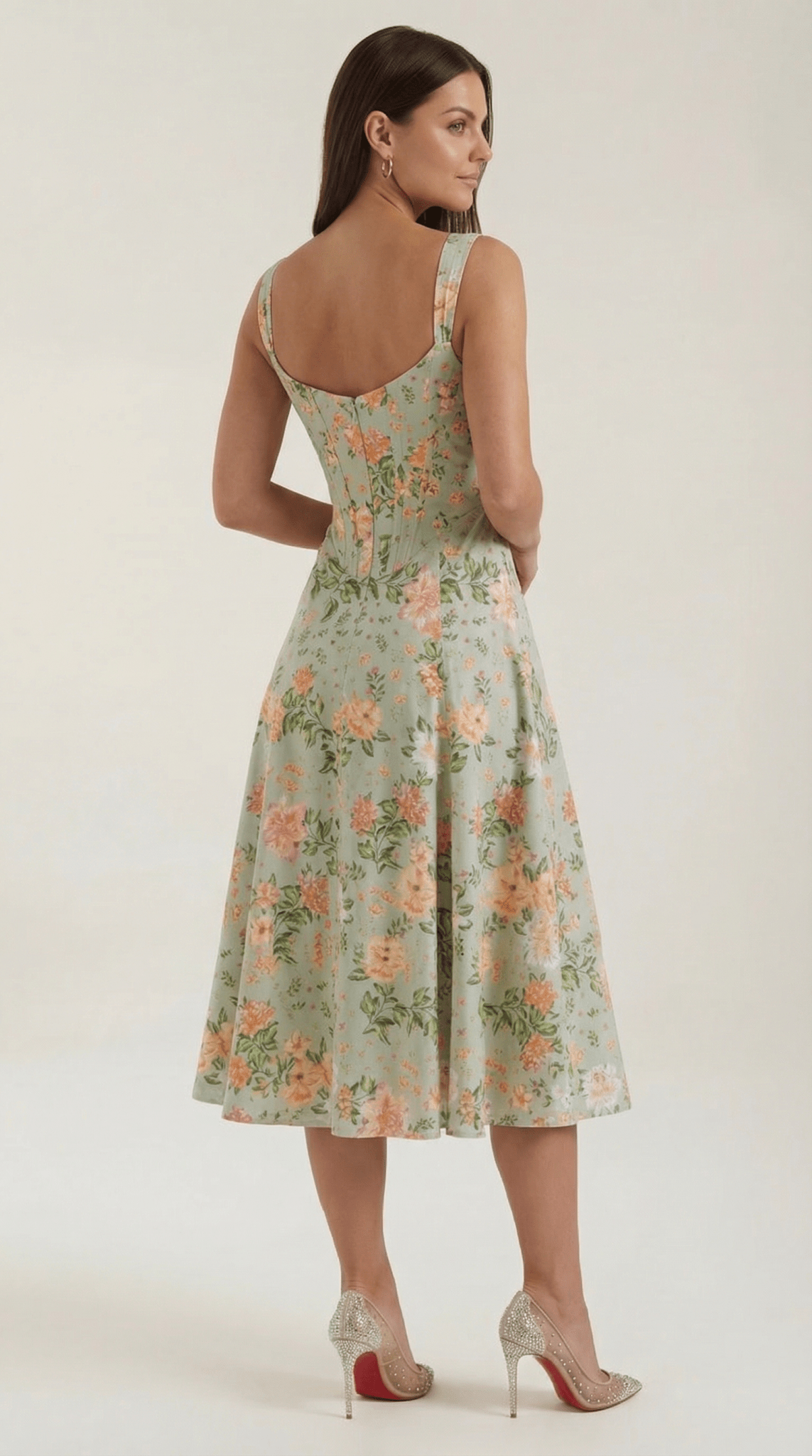 Damen Midikleid Herzausschnitt A-Linien-Silhouette