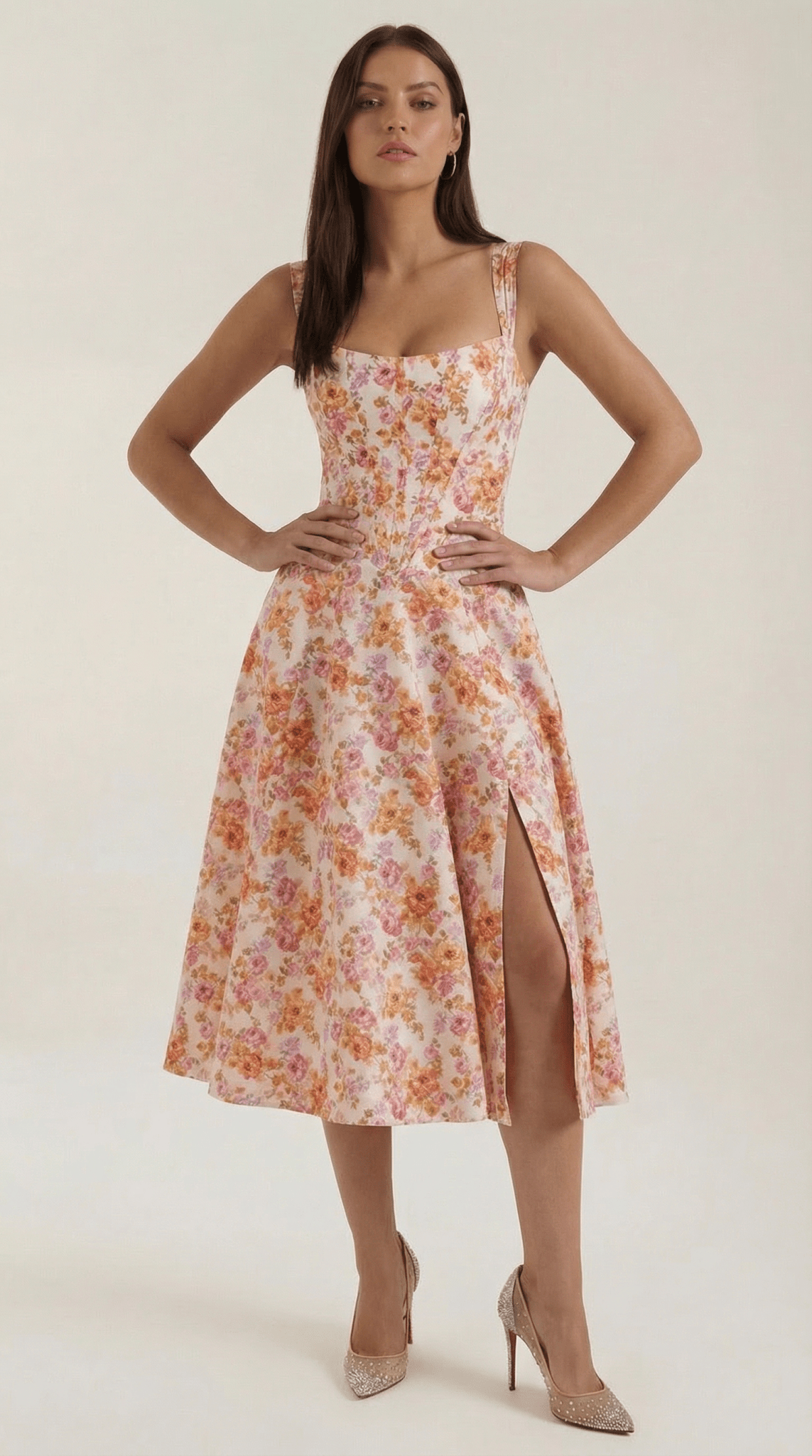 Damen Midikleid Herzausschnitt A-Linien-Silhouette