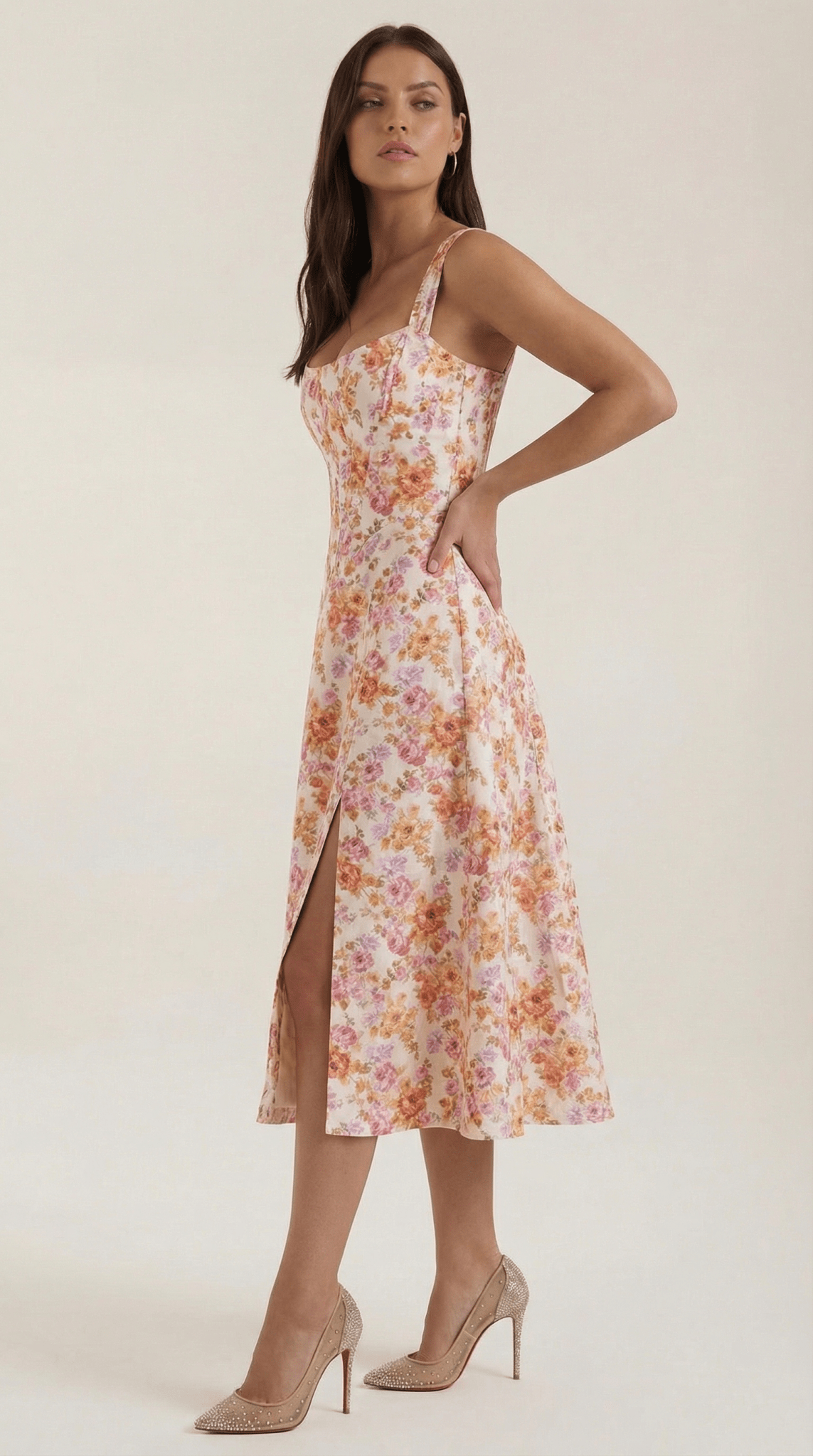 Damen Midikleid Herzausschnitt A-Linien-Silhouette