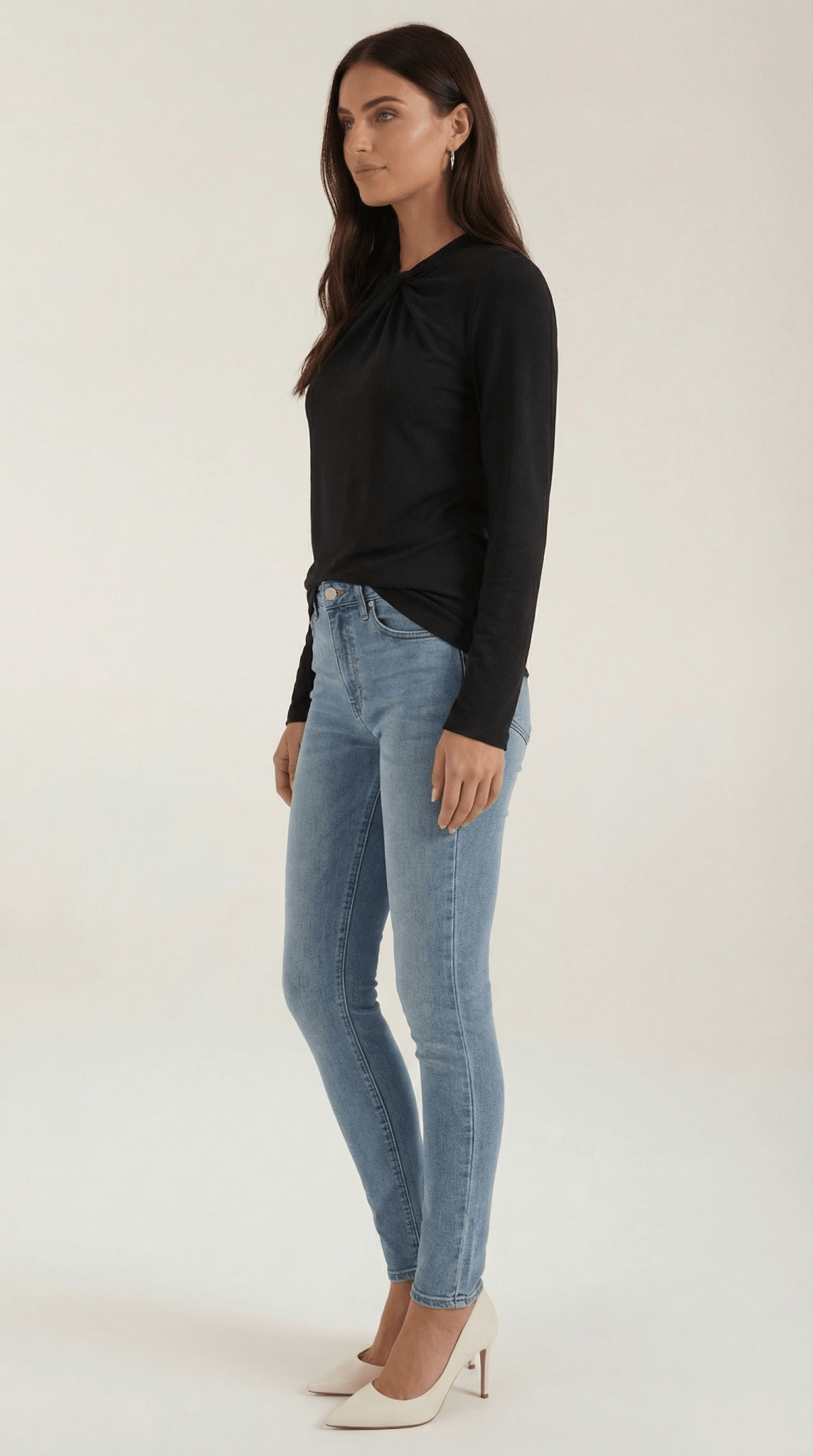 Blusa da donna — Maniche lunghe, collo alla coreana, vestibilità regolare