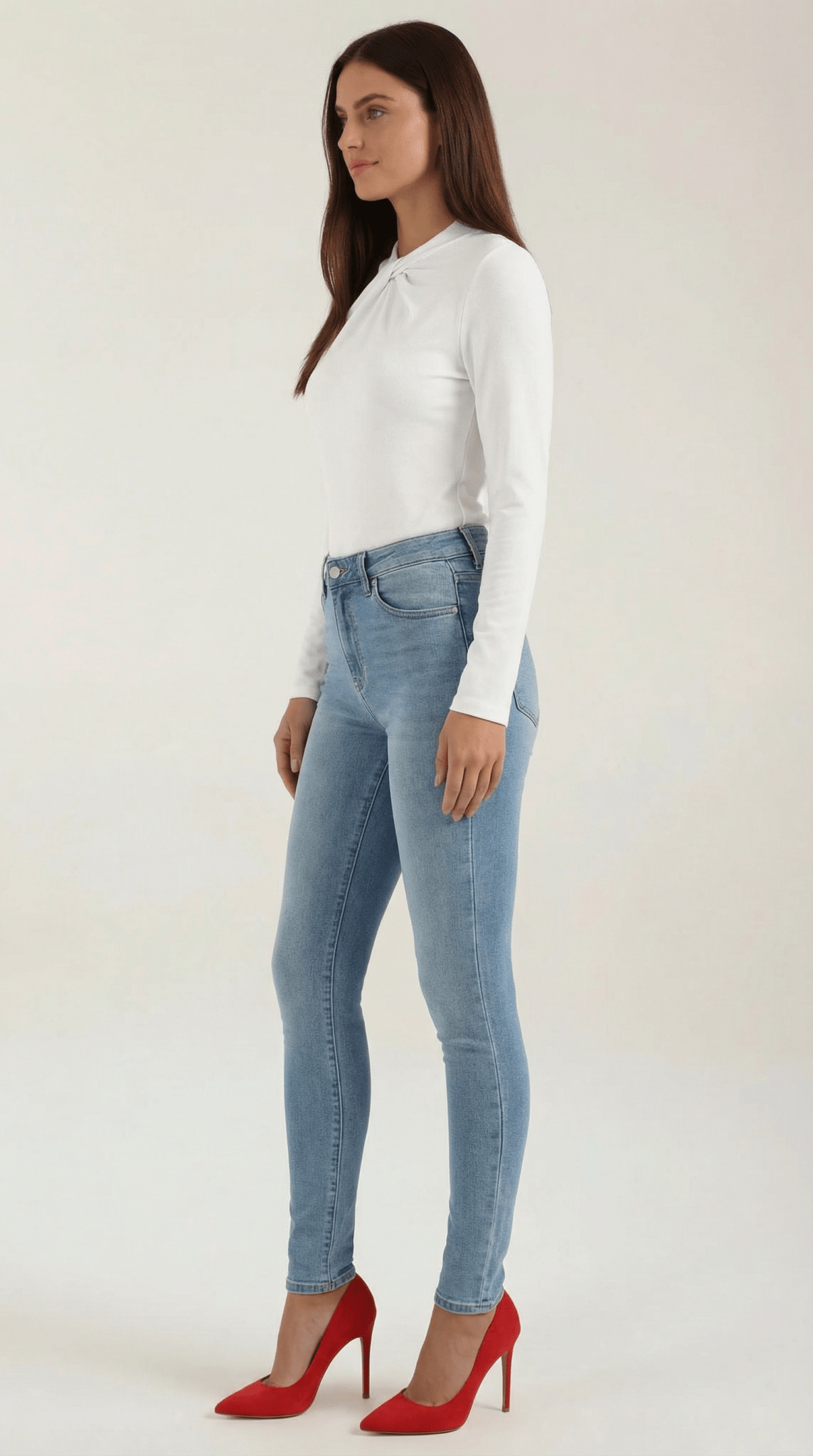 Blusa da donna — Maniche lunghe, collo alla coreana, vestibilità regolare