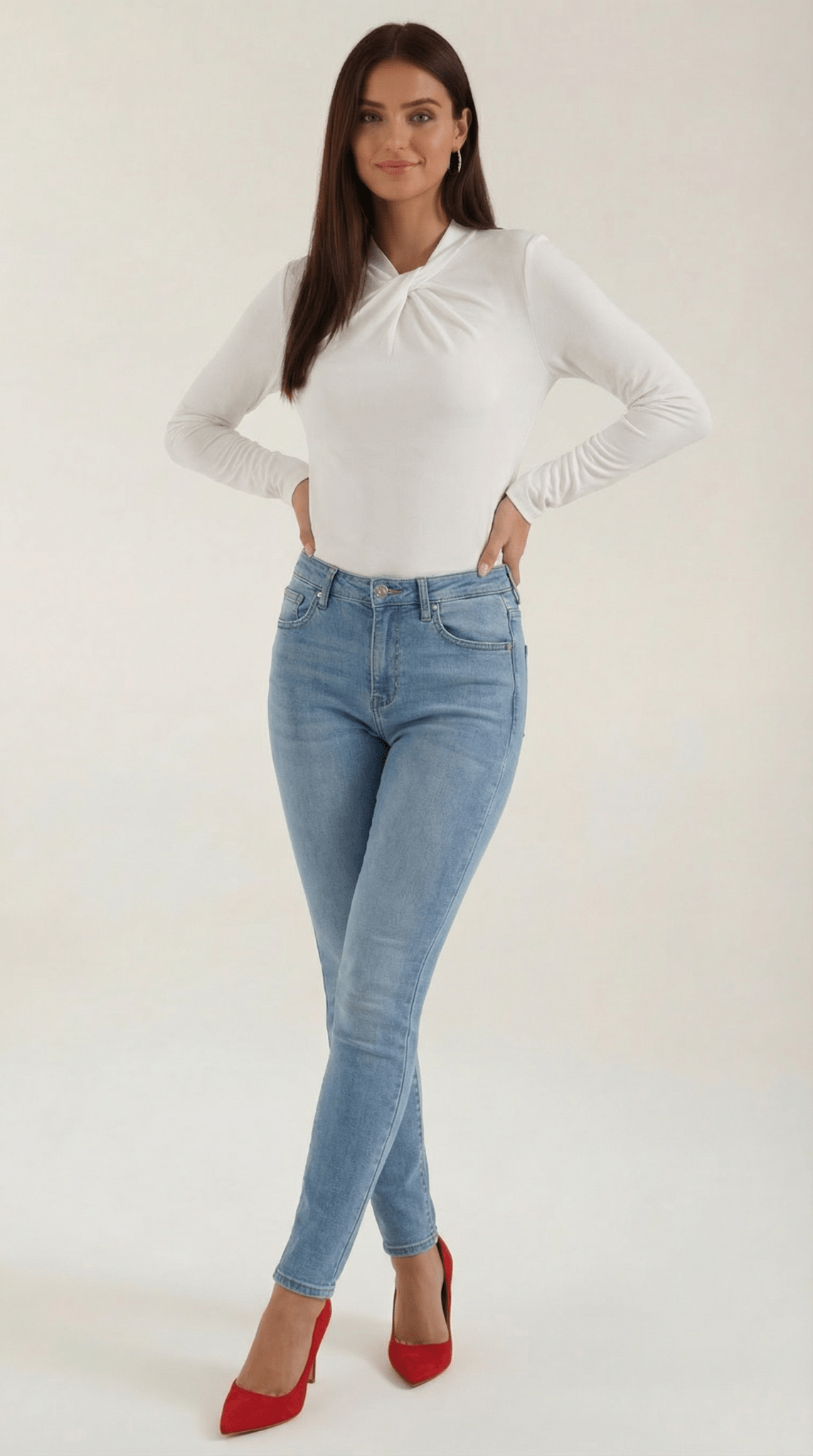 Blusa da donna — Maniche lunghe, collo alla coreana, vestibilità regolare
