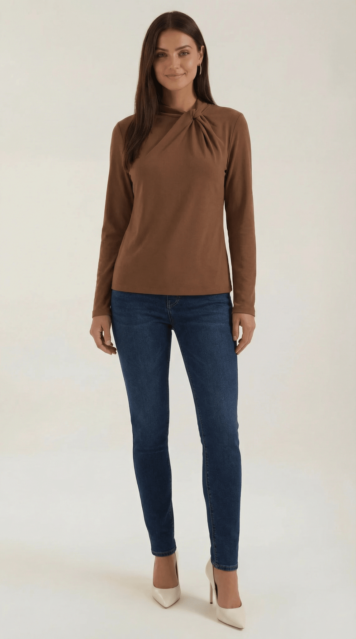 Blusa da donna — Maniche lunghe, collo alla coreana, vestibilità regolare
