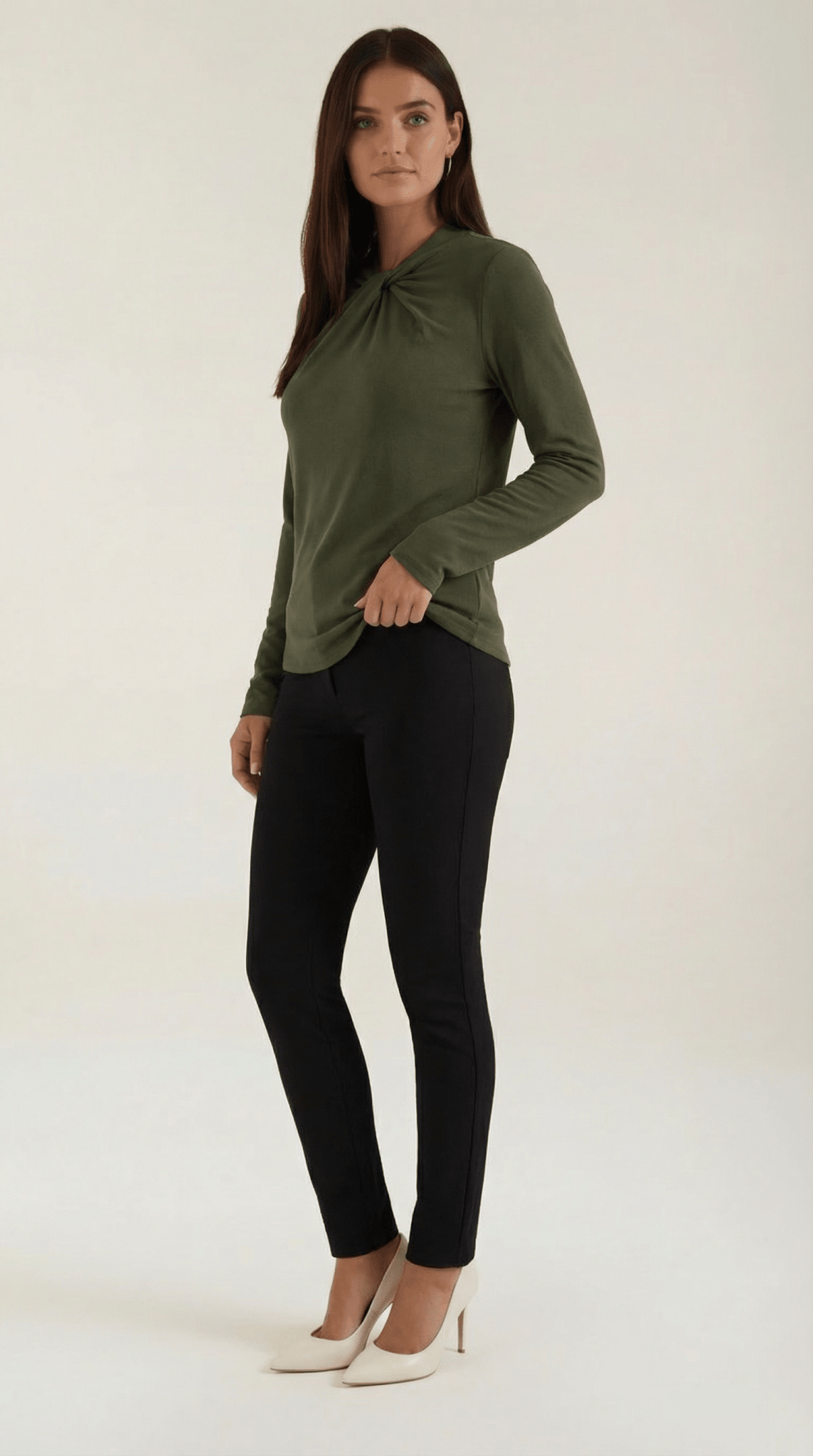 Blusa da donna — Maniche lunghe, collo alla coreana, vestibilità regolare