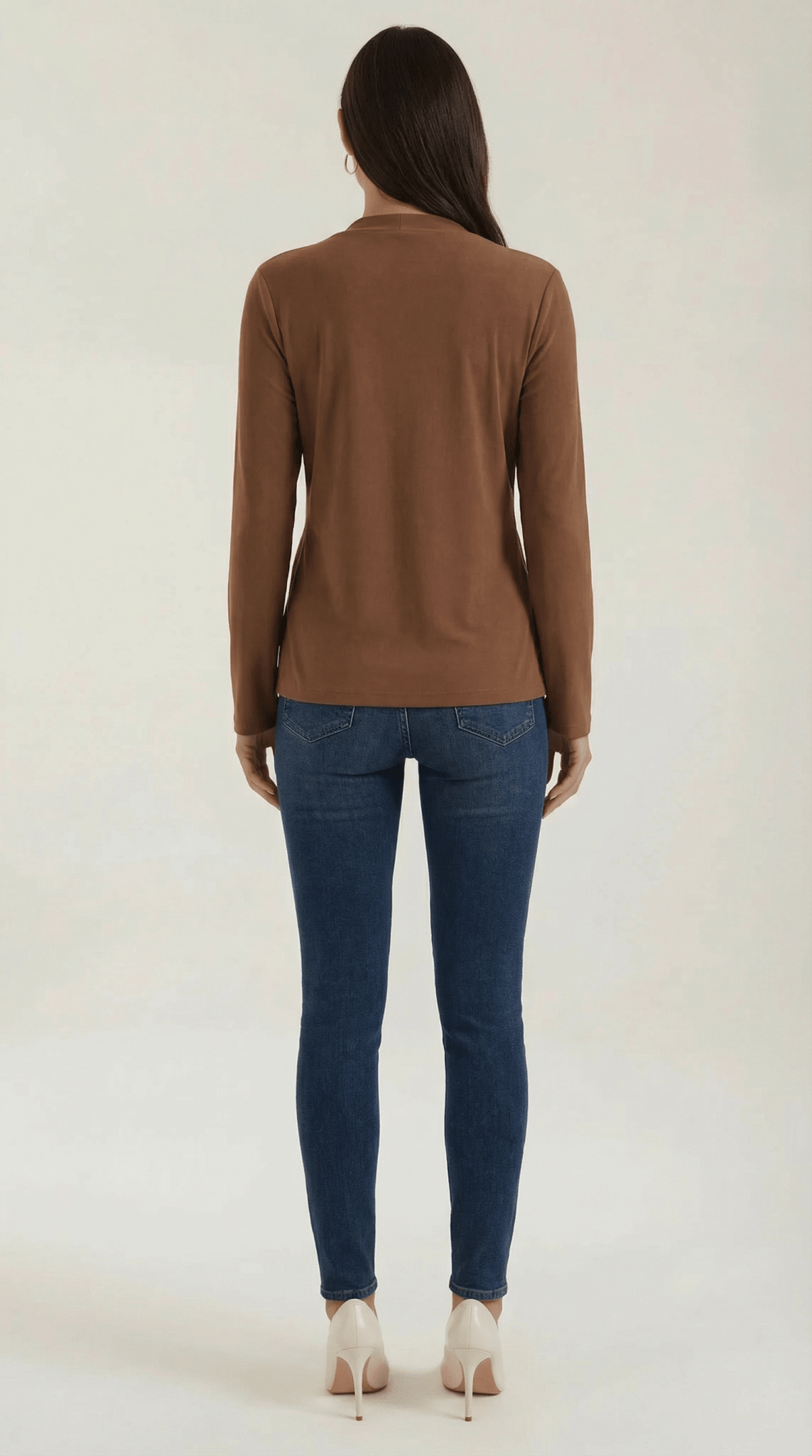 Blusa da donna — Maniche lunghe, collo alla coreana, vestibilità regolare