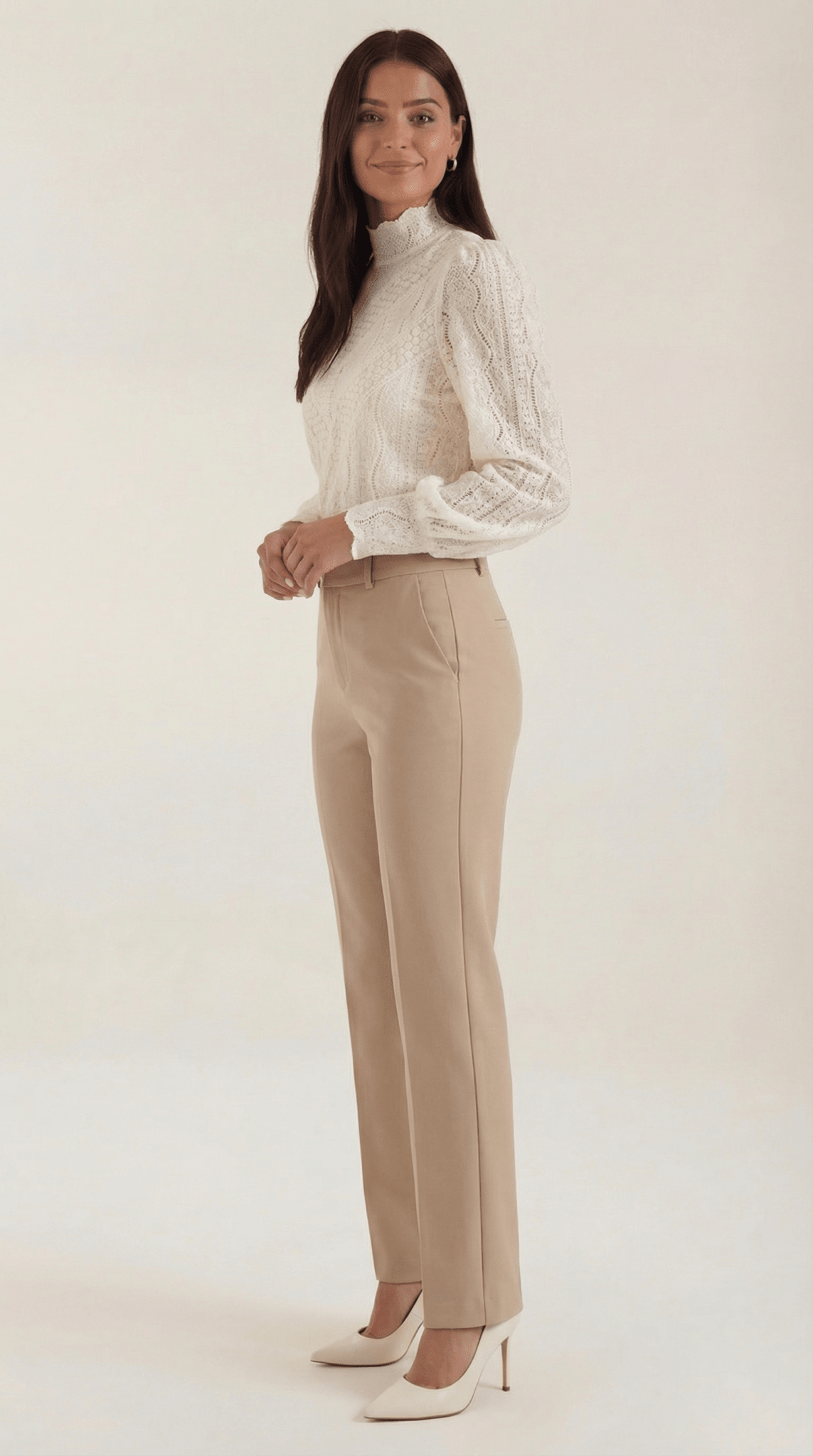 Blusa da donna — Maniche lunghe con collo alto a listino